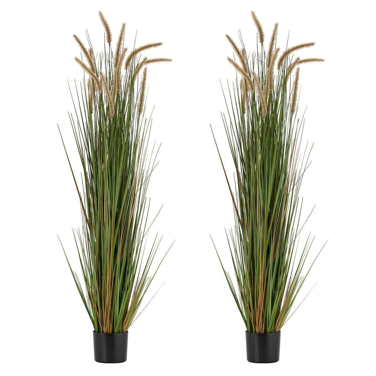 Artificial Grass Plant, 2 Pack 1499mm Horsetail Reed Grass in Pot, Premium PVC Faux Fake Greenery Shrubs Plant for Indoor Outdoor House Home Garden Office Room Décor, Housewarming, Green