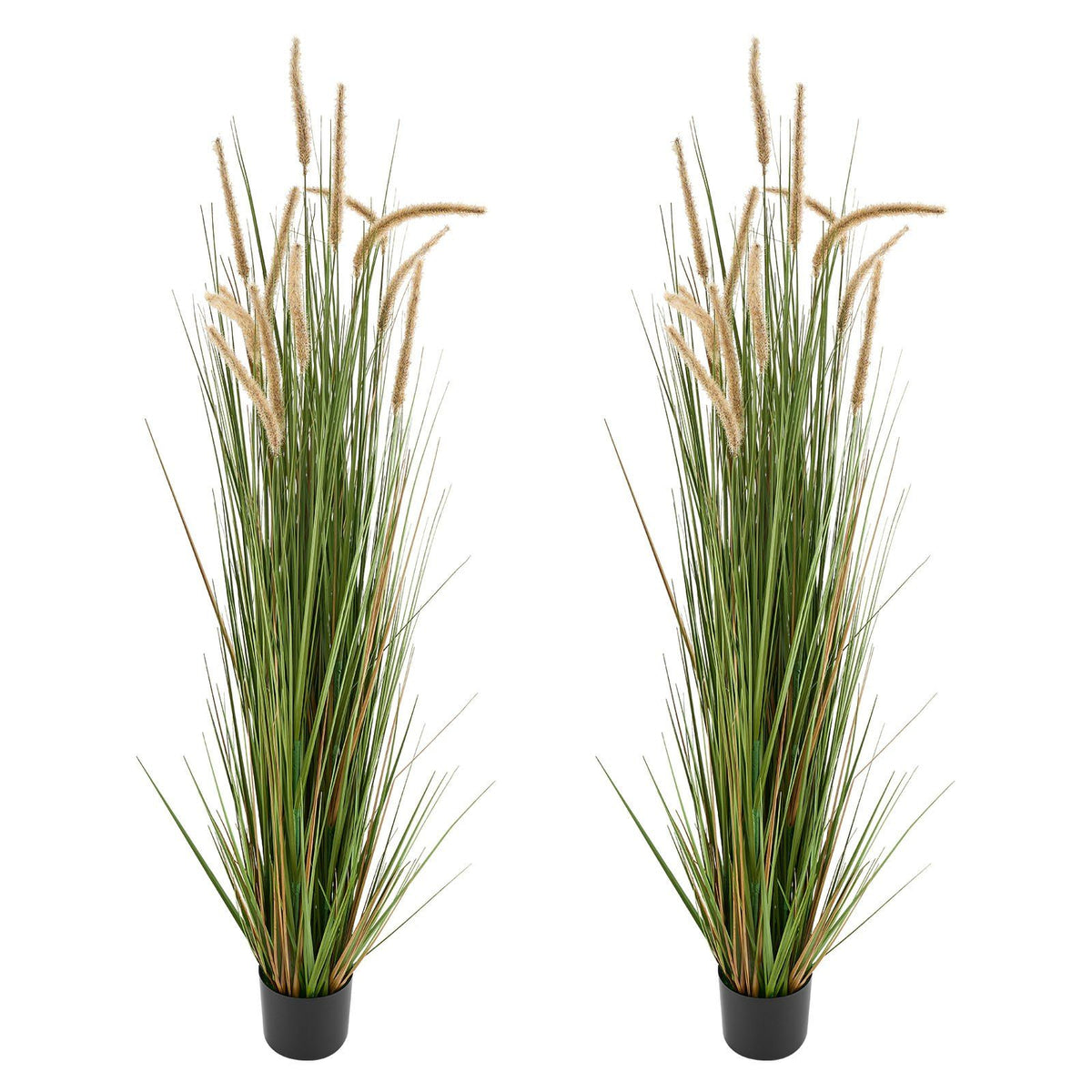 Artificial Grass Plant, 2 Pack 1499mm Horsetail Reed Grass in Pot, Premium PVC Faux Fake Greenery Shrubs Plant for Indoor Outdoor House Home Garden Office Room Décor, Housewarming, Green