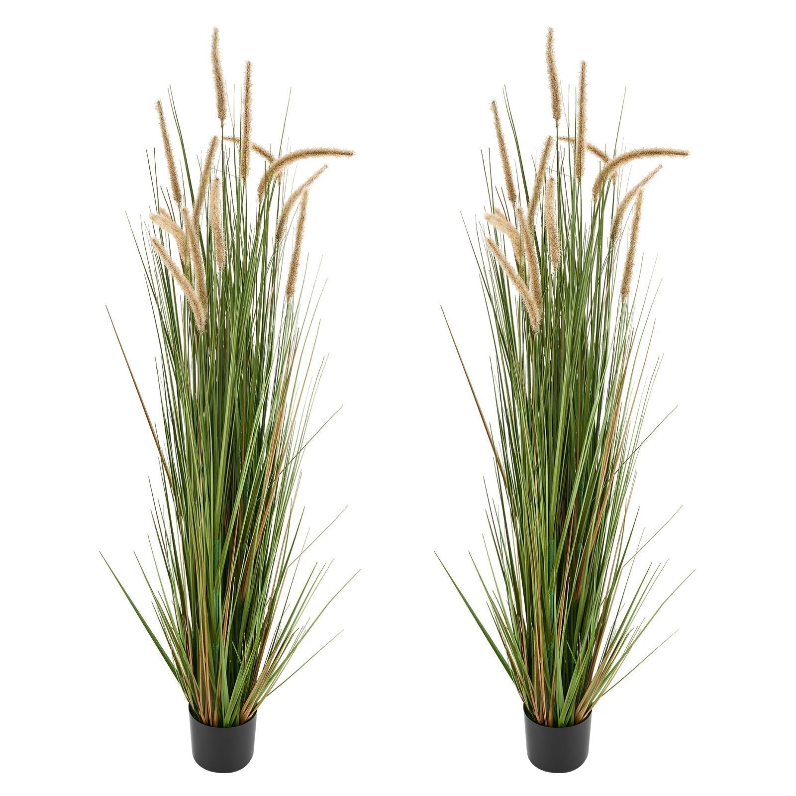 Artificial Grass Plant, 2 Pack 1499mm Horsetail Reed Grass in Pot, Premium PVC Faux Fake Greenery Shrubs Plant for Indoor Outdoor House Home Garden Office Room Décor, Housewarming, Green