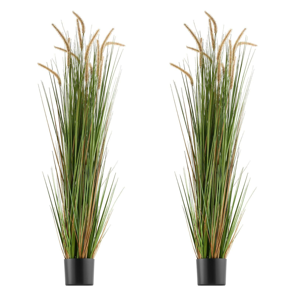 Artificial Grass Plant, 2 Pack 1499mm Horsetail Reed Grass in Pot, Premium PVC Faux Fake Greenery Shrubs Plant for Indoor Outdoor House Home Garden Office Room Décor, Housewarming, Green