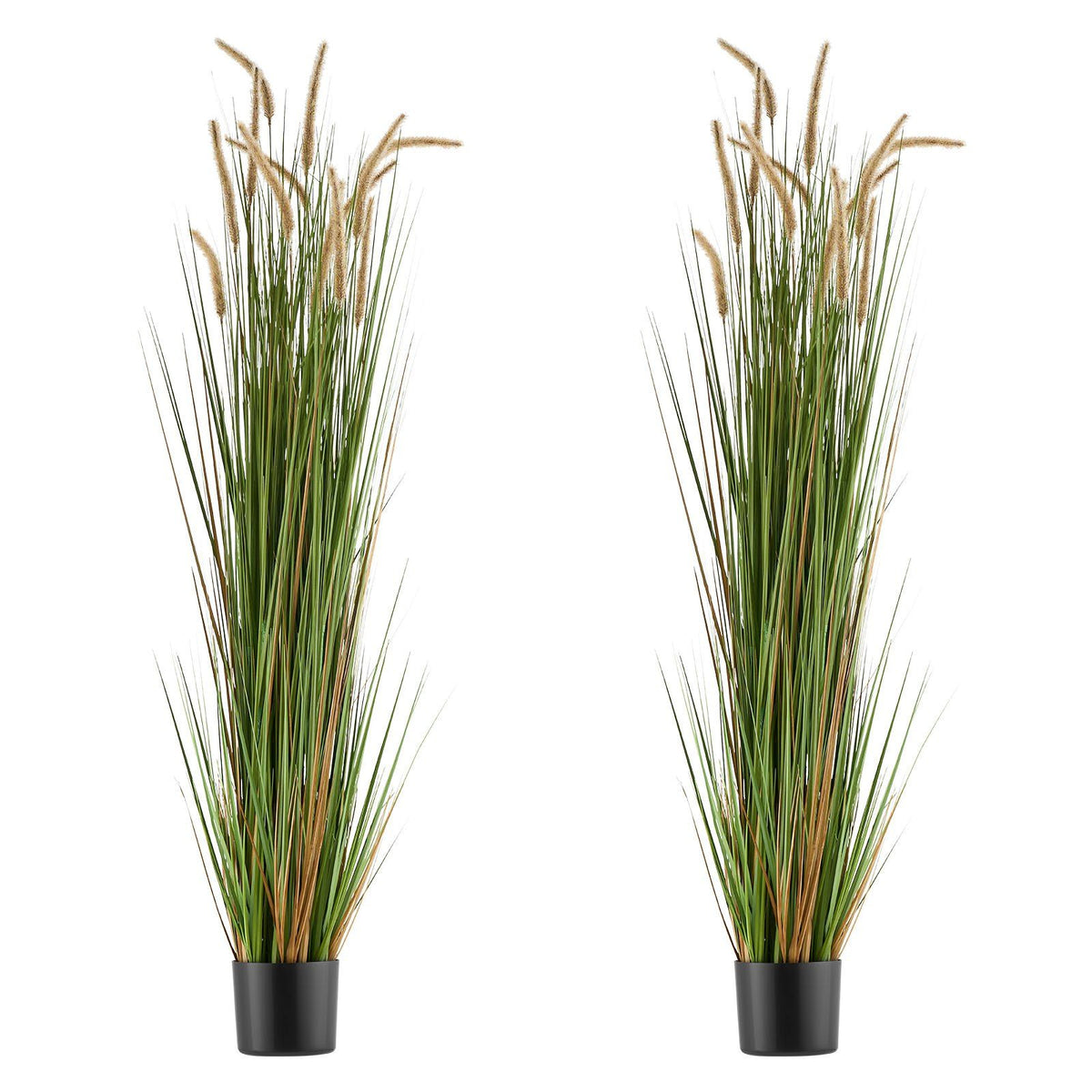 Artificial Grass Plant, 2 Pack 1499mm Horsetail Reed Grass in Pot, Premium PVC Faux Fake Greenery Shrubs Plant for Indoor Outdoor House Home Garden Office Room Décor, Housewarming, Green