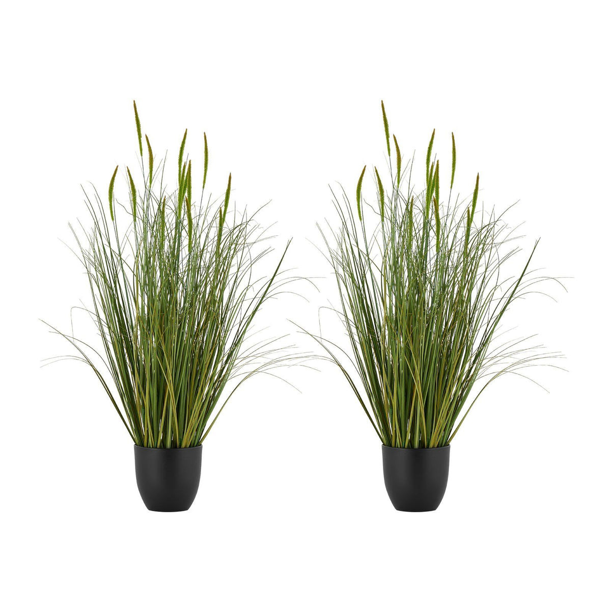 Artificial Grass Plant, 2 Pack 889mm Cattail Grass in Pot, Premium PVC Faux Fake Greenery Shrubs Plant for Indoor Outdoor House Home Garden Office Room Décor, Housewarming, Green