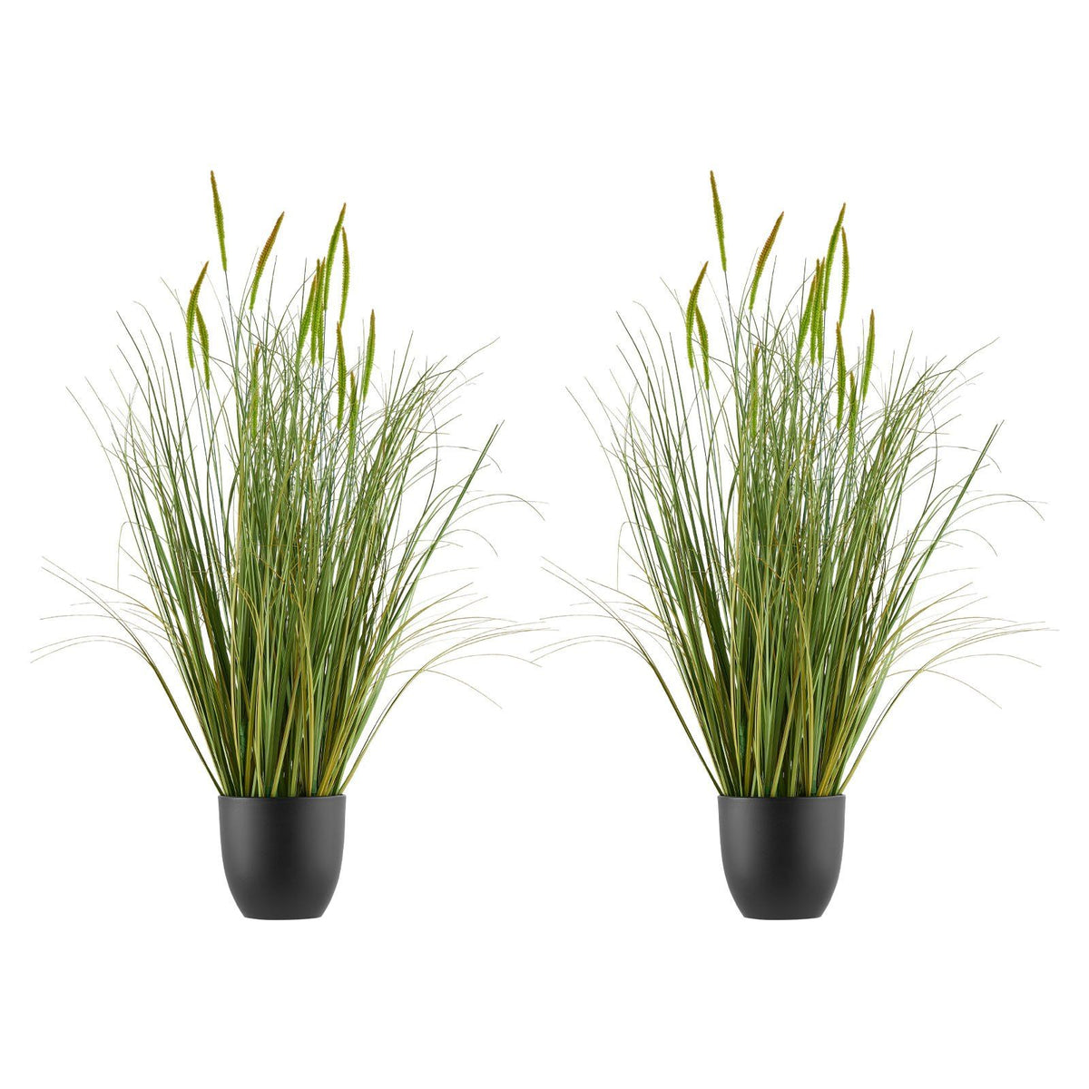 Artificial Grass Plant, 2 Pack 889mm Cattail Grass in Pot, Premium PVC Faux Fake Greenery Shrubs Plant for Indoor Outdoor House Home Garden Office Room Décor, Housewarming, Green