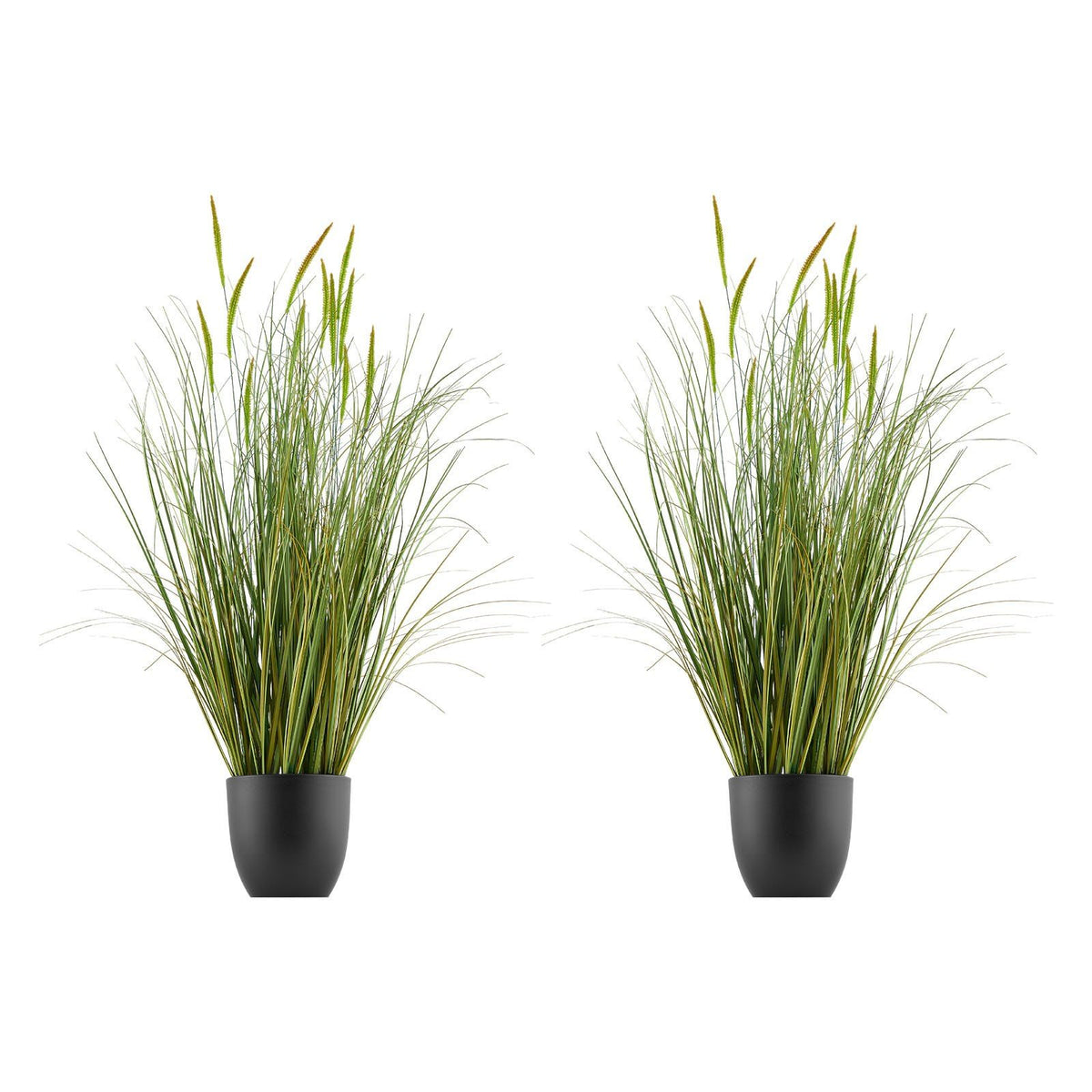 Artificial Grass Plant, 2 Pack 889mm Cattail Grass in Pot, Premium PVC Faux Fake Greenery Shrubs Plant for Indoor Outdoor House Home Garden Office Room Décor, Housewarming, Green