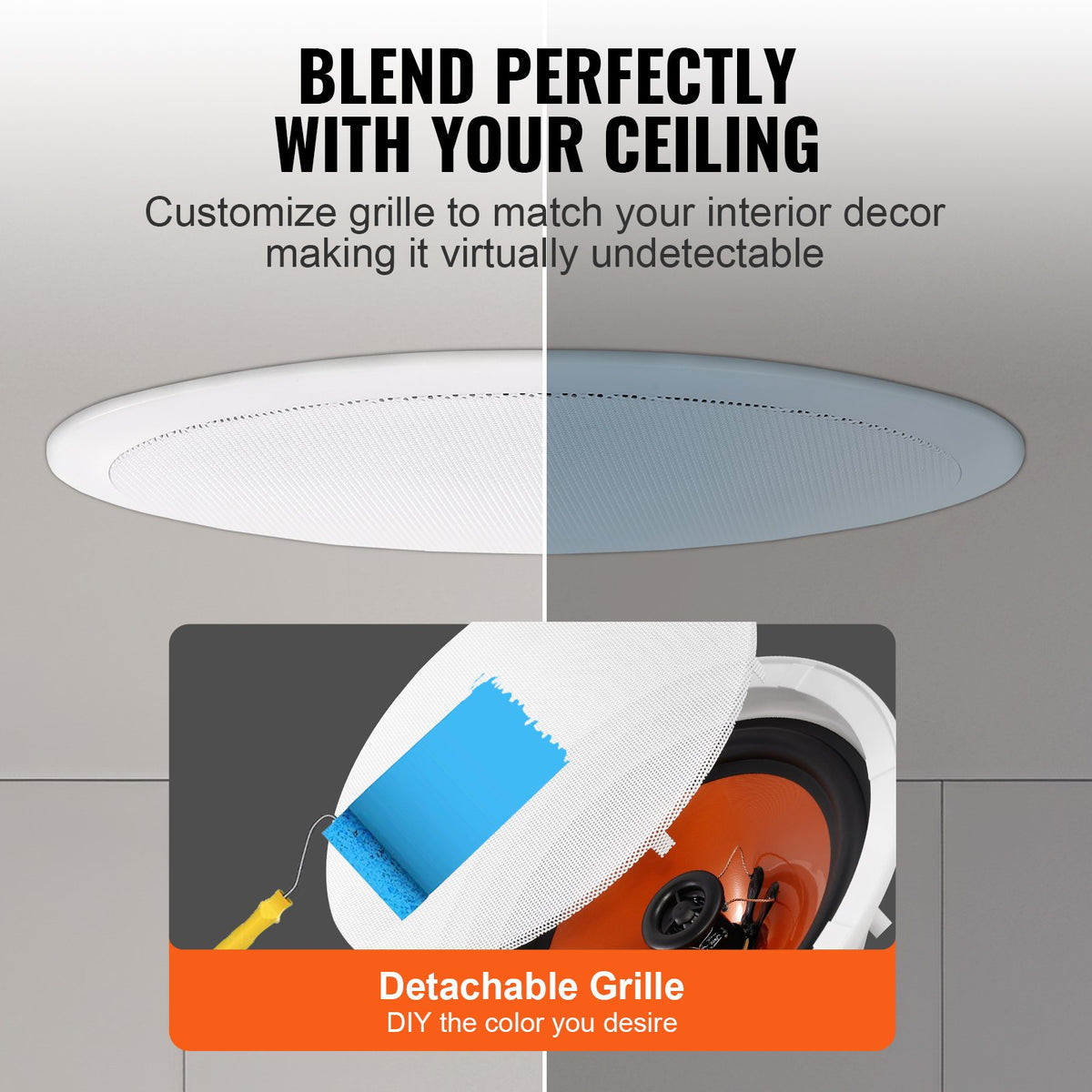 VEVOR 4 PCs 203.2 mm in Ceiling Speakers, 100-Watts, Flush Mount Ceiling & in-Wall Speakers System with 8ΩImpedance 89dB Sensitivity, for Home Kitchen Living Room Bedroom or Covered Outdoor Porches