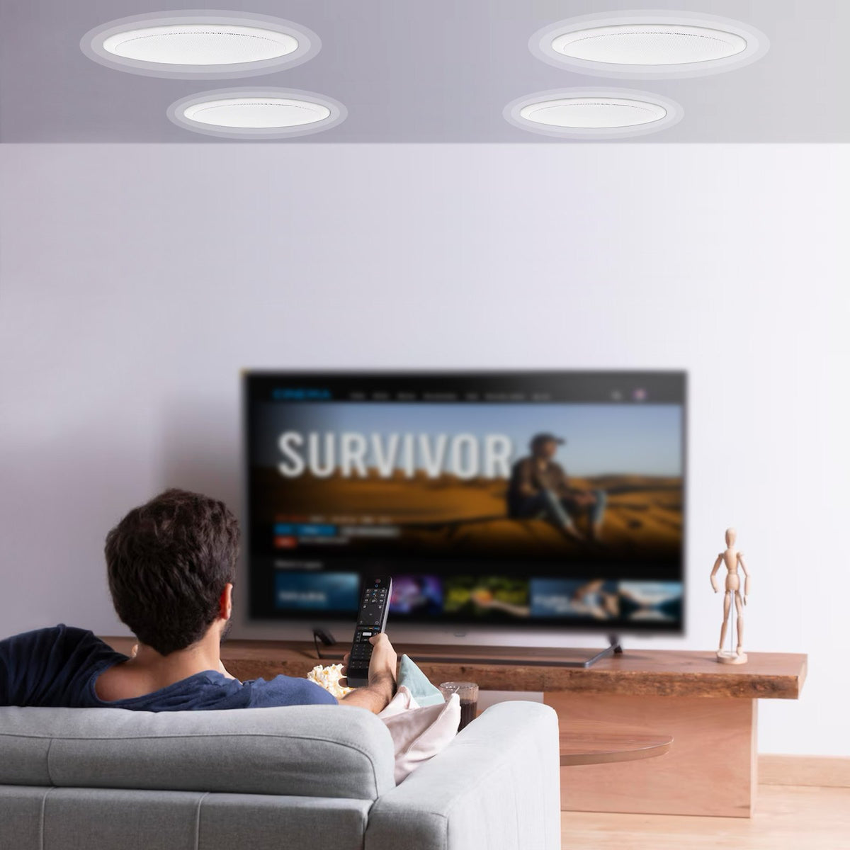 VEVOR 4 PCs 203.2 mm in Ceiling Speakers, 100-Watts, Flush Mount Ceiling & in-Wall Speakers System with 8ΩImpedance 89dB Sensitivity, for Home Kitchen Living Room Bedroom or Covered Outdoor Porches