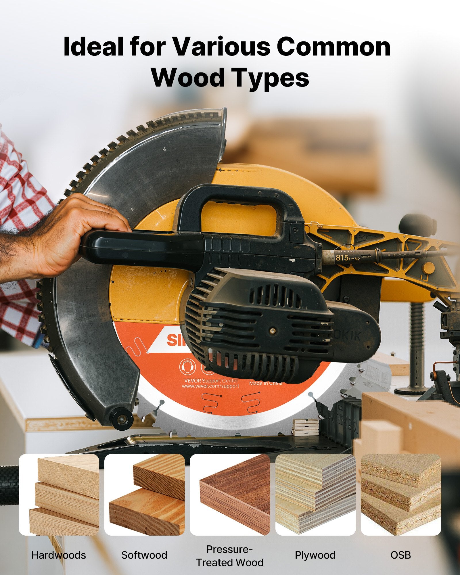 VEVOR Circular Saw Blade, 254 mm Diameter, 50 Sharp Alloy Teeth, 15.875 mm Arbor, Fine Finish, Wood Cutting Blade for Circular Saw, with Noise-Reducing Heat Vents, for Cutting Plywood, OSB, Hardwood