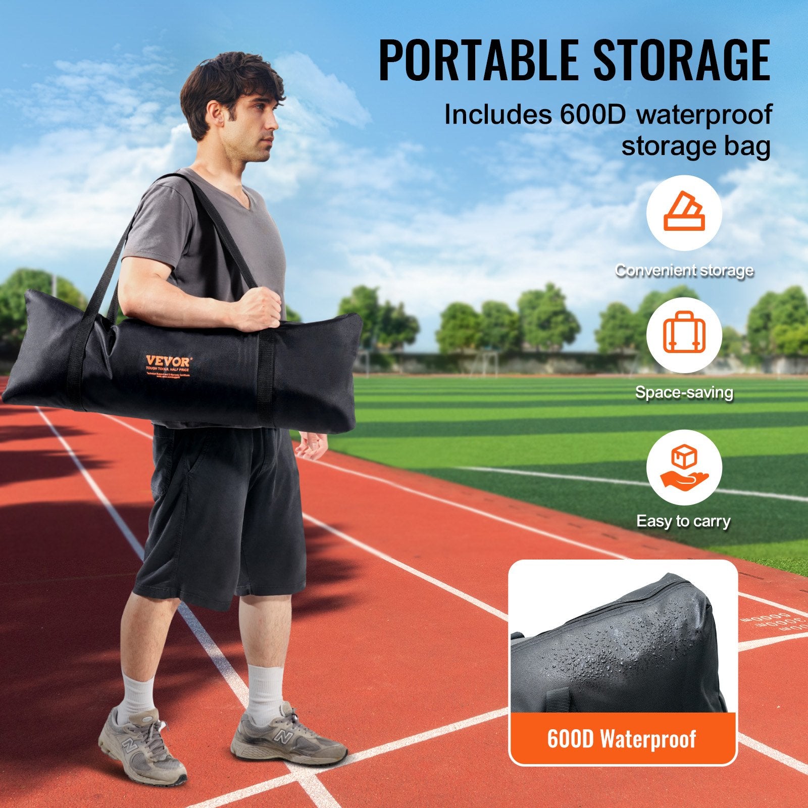 VEVOR Barricade Backstop Net, 12x9 ft Ball Sports Barrier Netting, Portable Practice Equipment with Carry Bag, Protection Screen for Baseball Softball Lacrosse Soccer Hockey Training, for Backyard