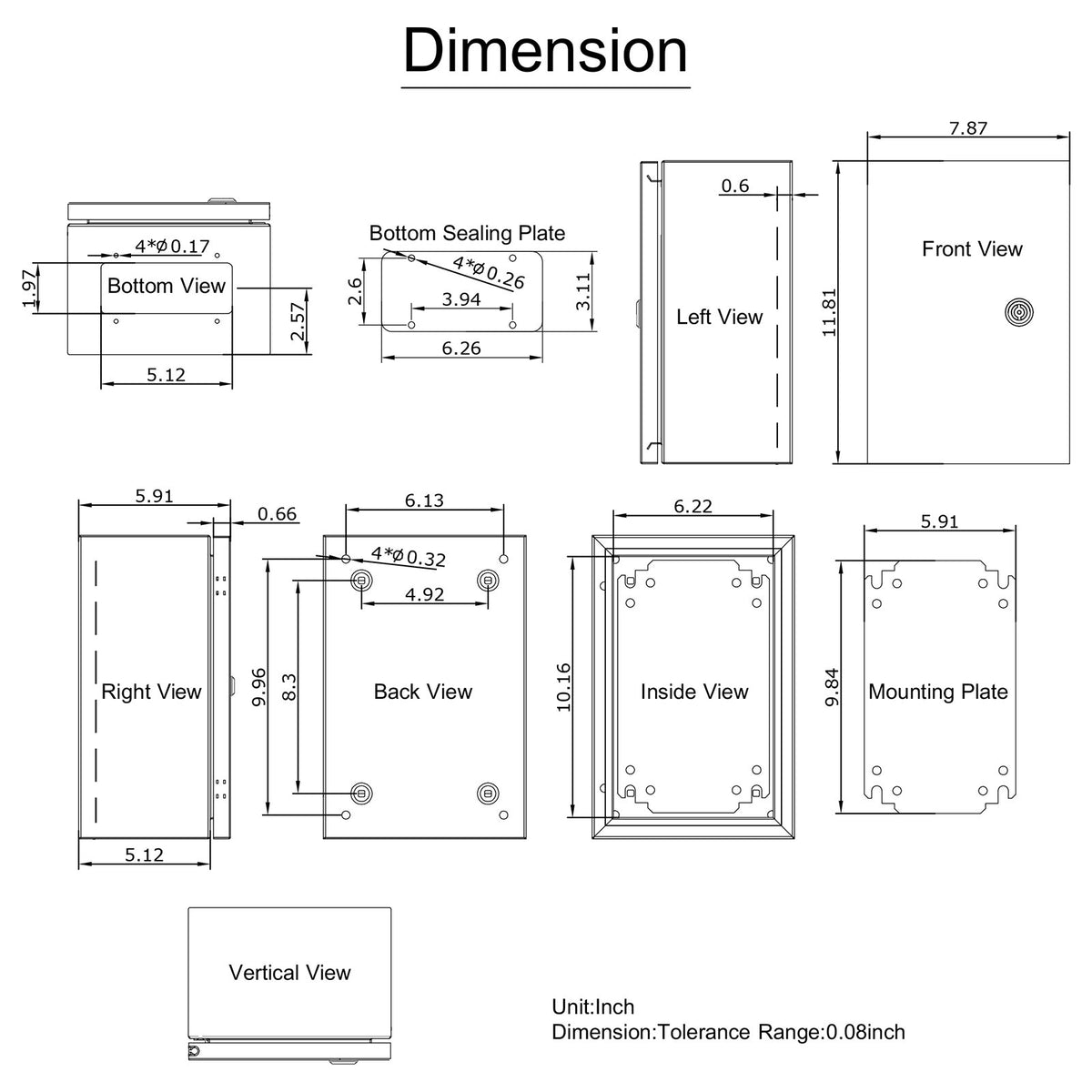 VEVOR NEMA Steel Enclosure ,12 x 8 x 6\'\' NEMA 4X Steel Electrical Box, IP66 Waterproof & Dustproof, Outdoor/Indoor Electrical Junction Box, with Mounting Plate