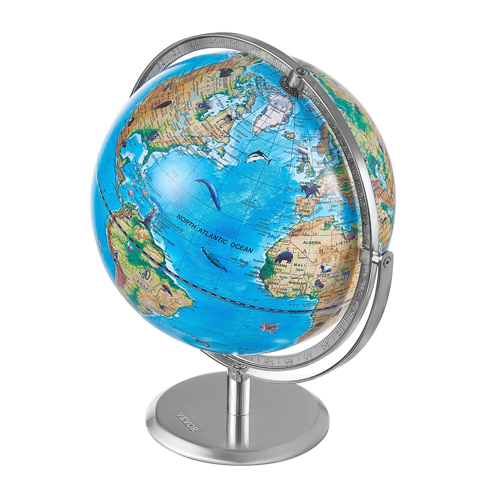 VEVOR Educational Globe for Kids, 254 mm, Interactive AR World Globe with AR Golden Globe APP LED Night Lighting Rotation, STEM Toy Gifts for Kids Compatible with Android or iOS Devices