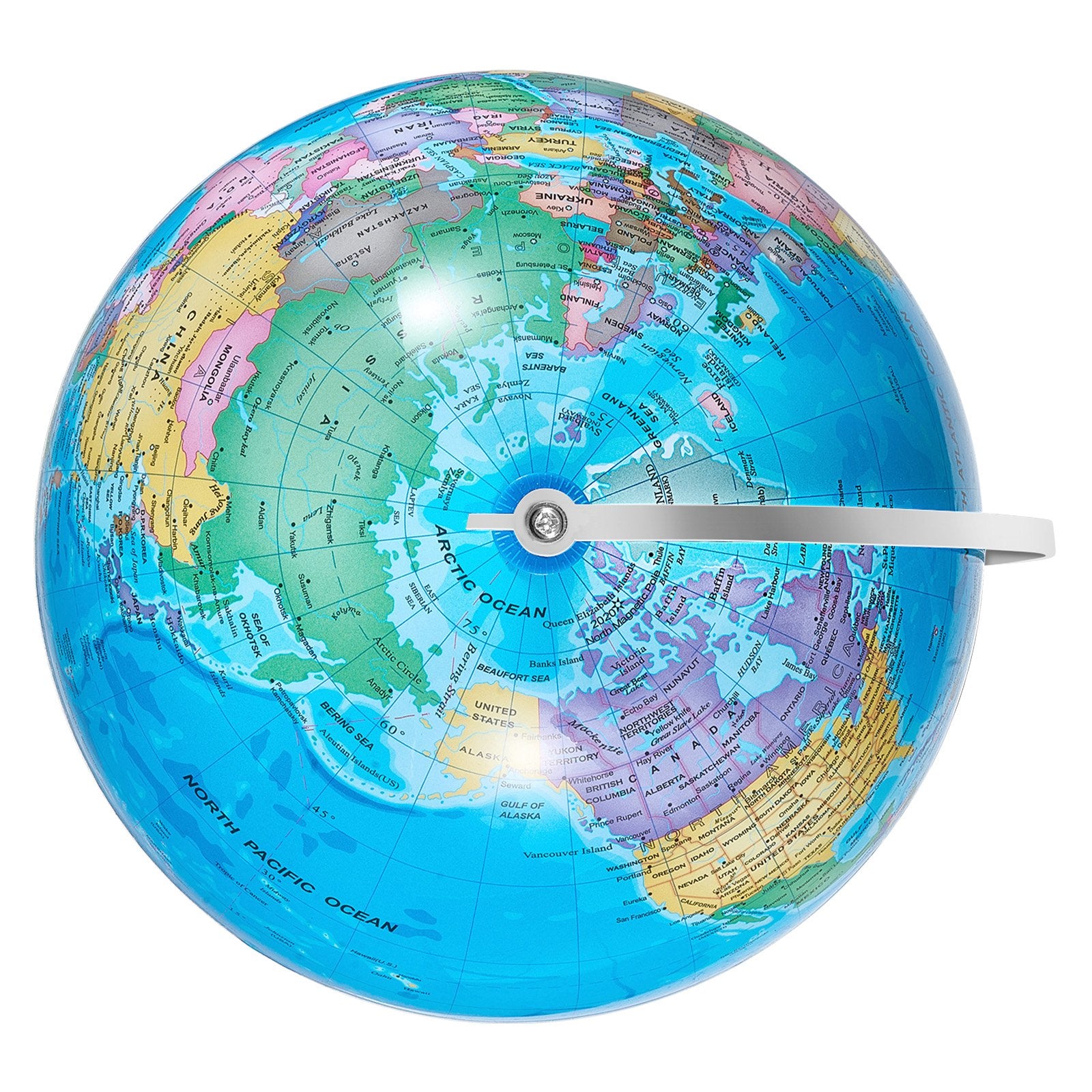 VEVOR Rotating World Globe with Stand, 203.2 mm, Educational Geographic Globe with Precise Time Zone ABS Material, 360° Spinning Globe for Kids Children Learning Classroom Geography Education