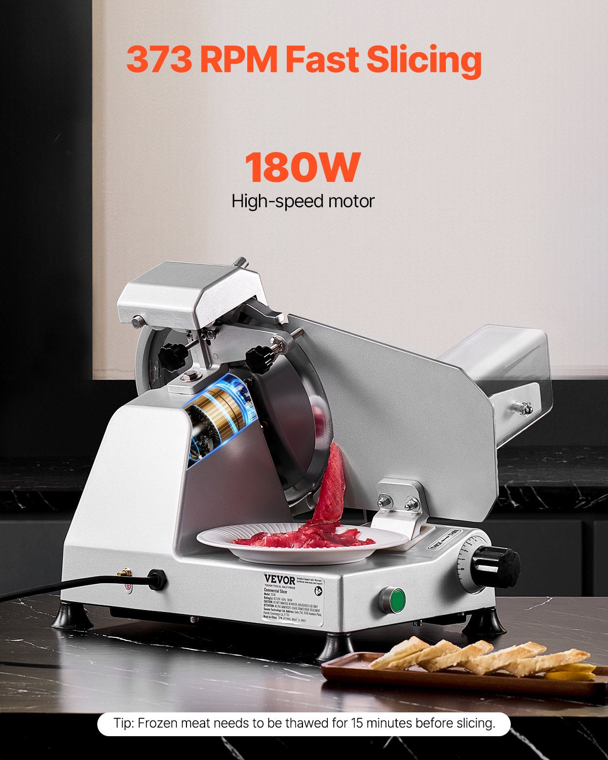 VEVOR Meat Slicer 180W 250 mm Electric Deli Food Slicer for Meat Bread Cheese
