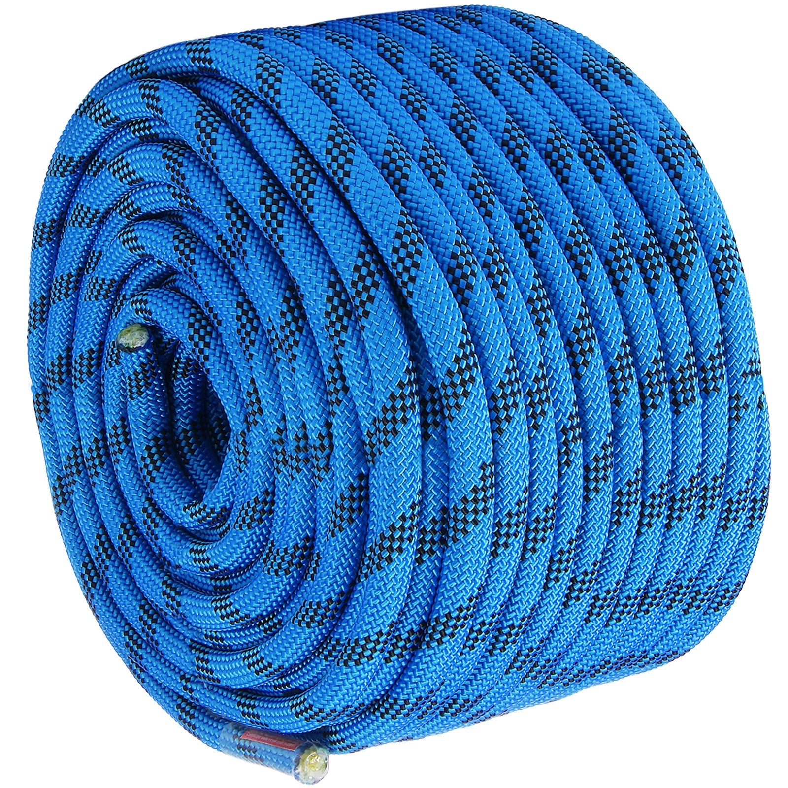 VEVOR 12.7mm Static Climbing Rope, 45.7M(150ft) Outdoor Rock Climbing Rope 30KN Breaking Tension, Fiber Rope with Steel Snap Hooks for Escape, Rappelling, Fire Rescue, Blue