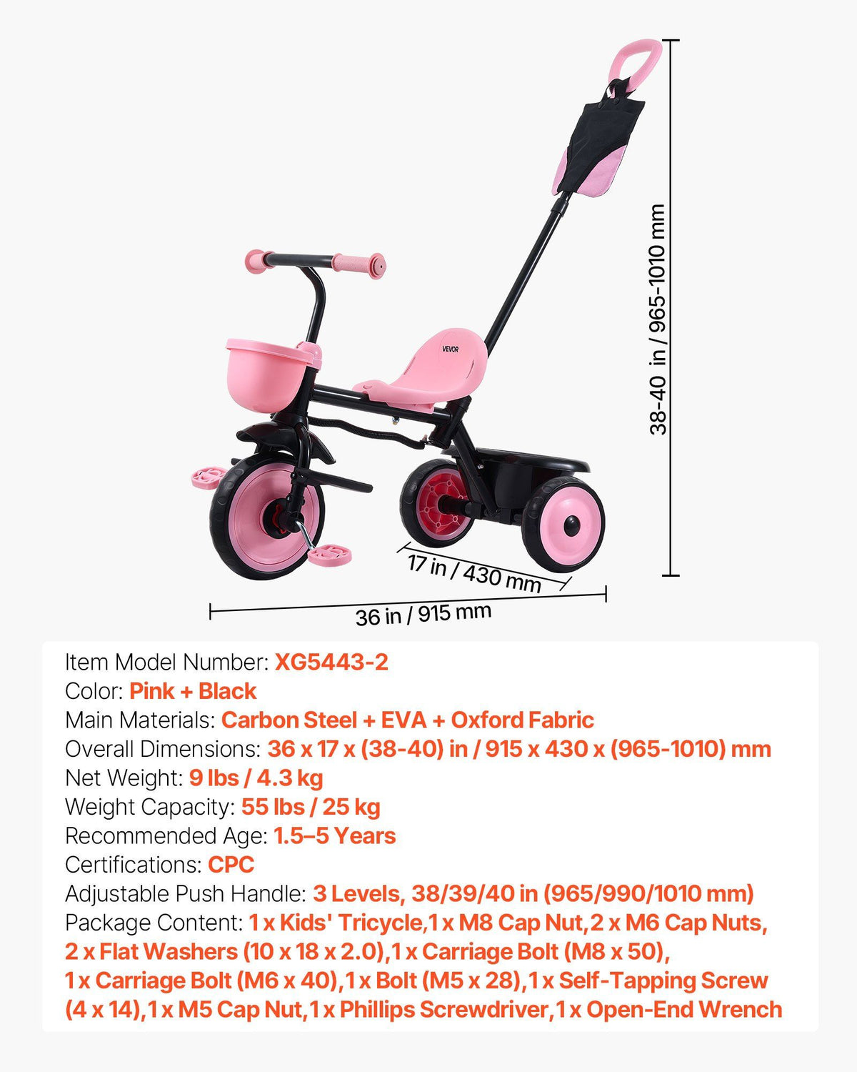 Toddler Tricycle & Stroller for 18 Months to 5 Year Old, Kids Trike with Parent Push Handle, Adjustable Seat & Storage for Outdoor Play, Tricycle for Toddlers, Birthday Toy for Boys and Girls
