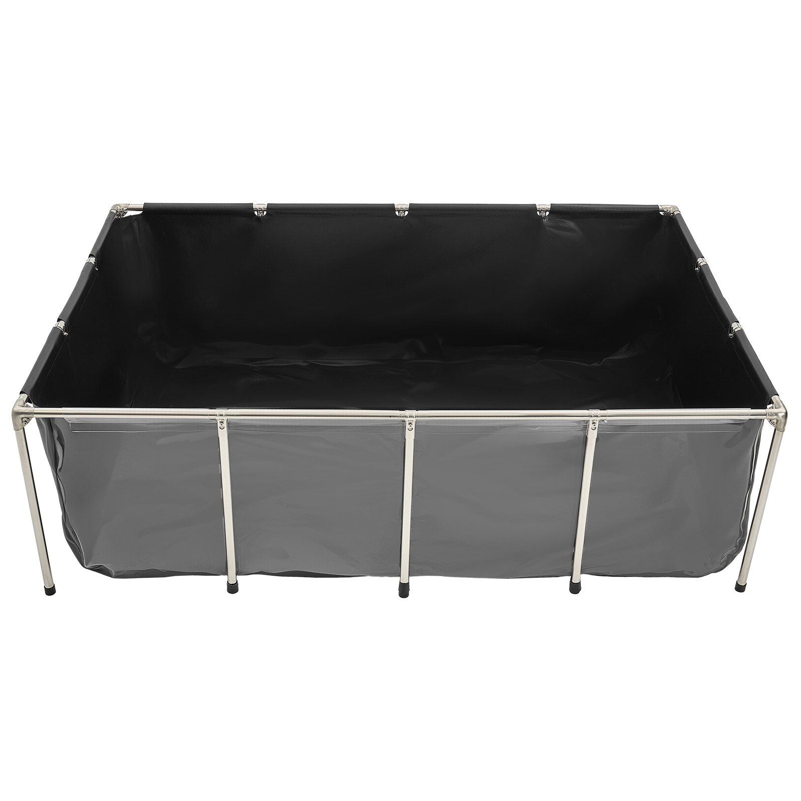 Canvas Fish Pond, 1781.3L Above Ground Fish Pond, PVC Koi Tank with Clear Viewing Panel, Rectangular Goldfish Tank with Stainless Steel Frame & Drain Valve, for Breeding Koi, Irrigation(Black)