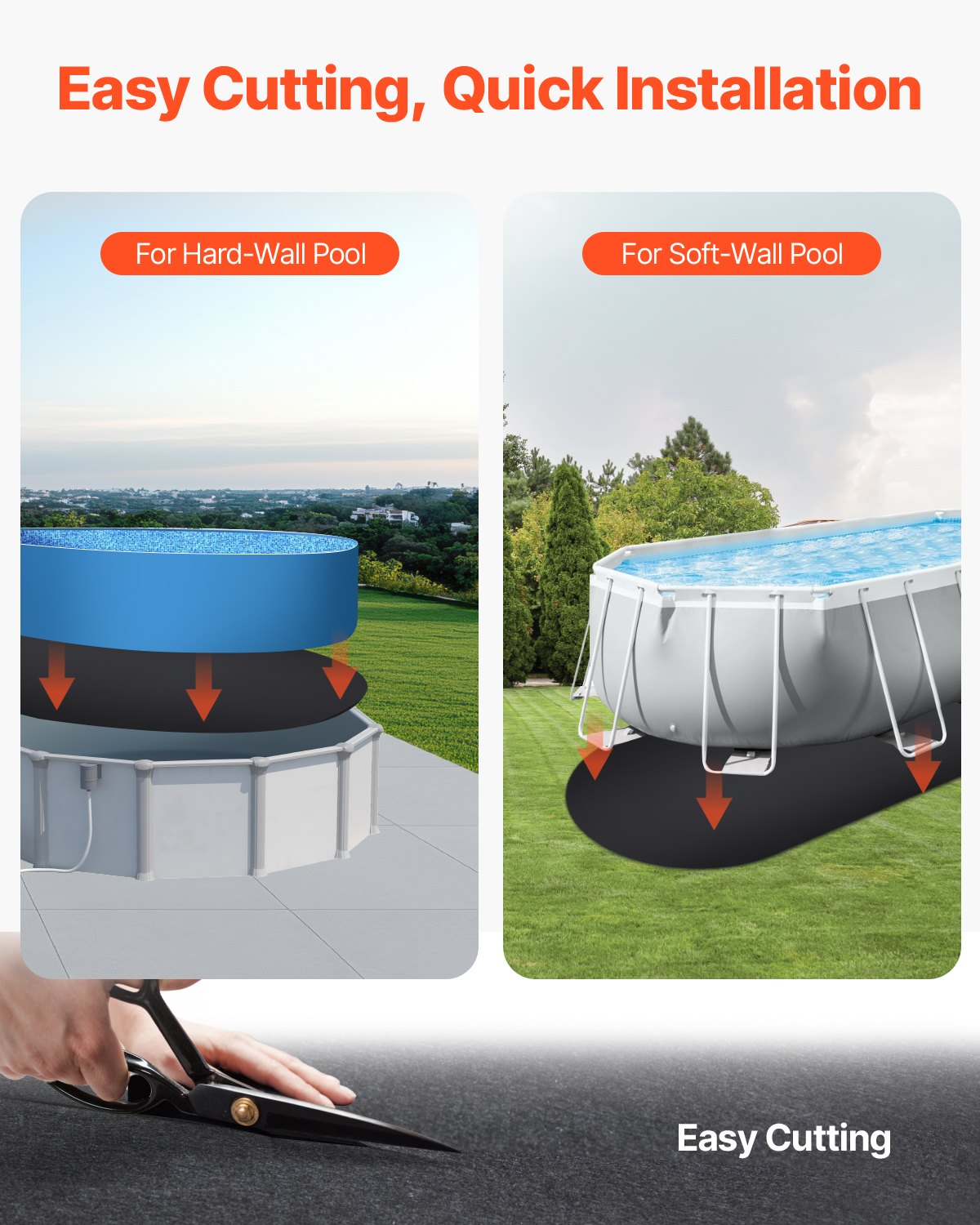 VEVOR Oval Pool Liner Pad, 15 x 30 ft Pool Liner Pad for Above Ground Swimming Pools, Extra-Thick Pool Mat, Prevents Punctures, Recycled Geotextile Material Underlayment Pad, Extend Liner Life