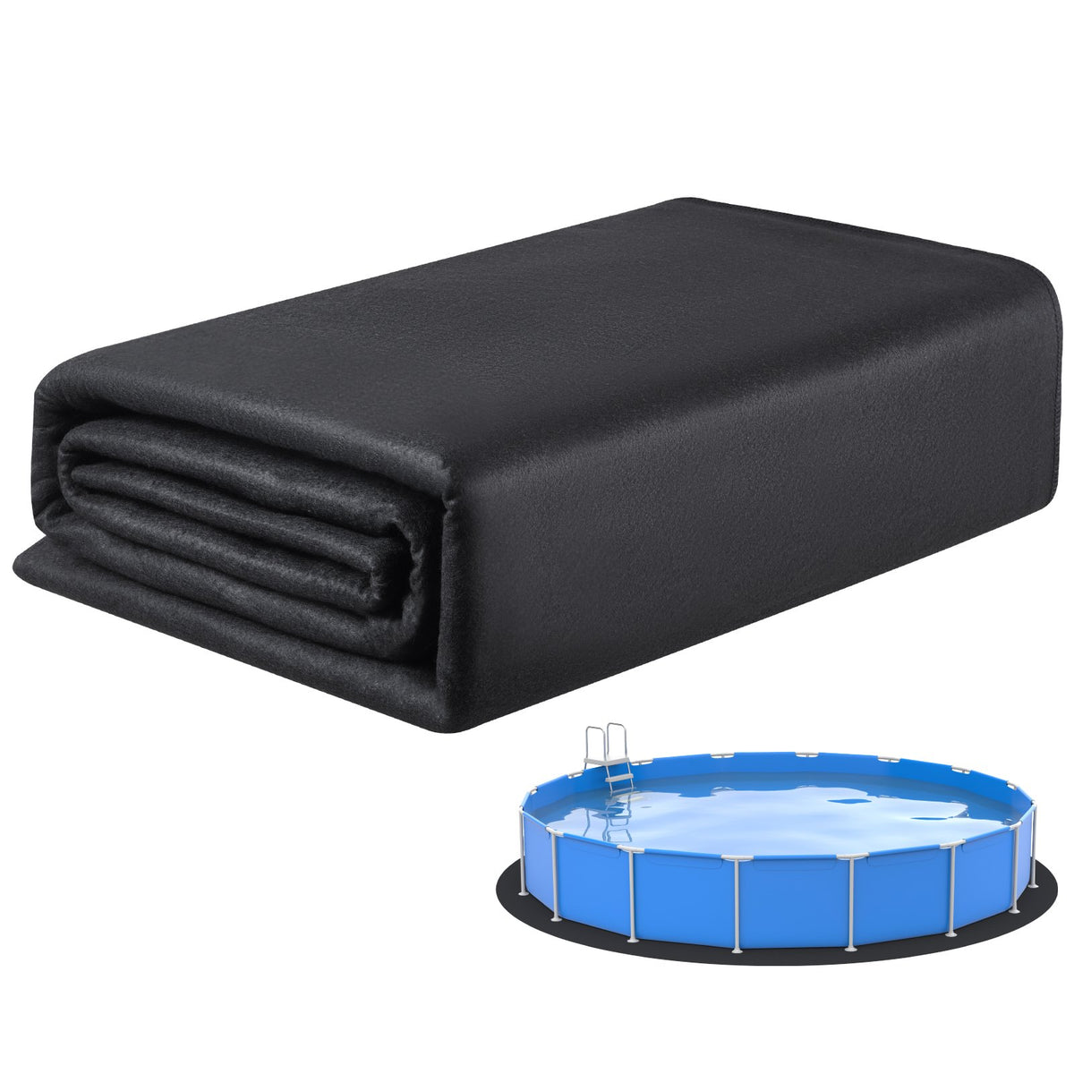 VEVOR 21ft Round Pool Liner Pad, Pool Liner Pad for Above Ground Swimming Pools, Extra-Thick Pool Mat, Prevents Punctures, Recycled Geotextile Material Underlayment Pad, Extend Liner Life