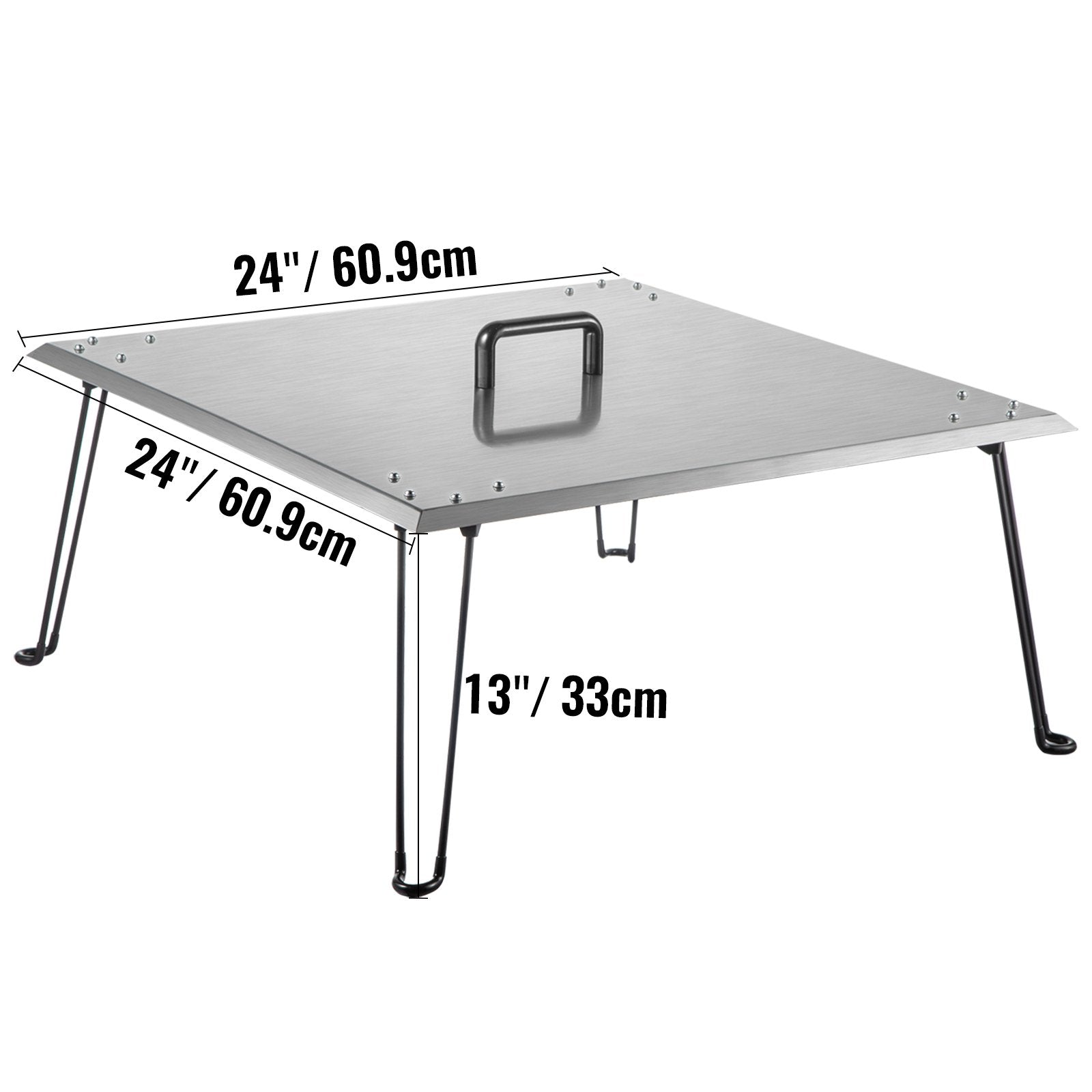 VEVOR Fire Pit Heat Deflector Fire Pit Pan Cover Stainless Steel Foldable Legs