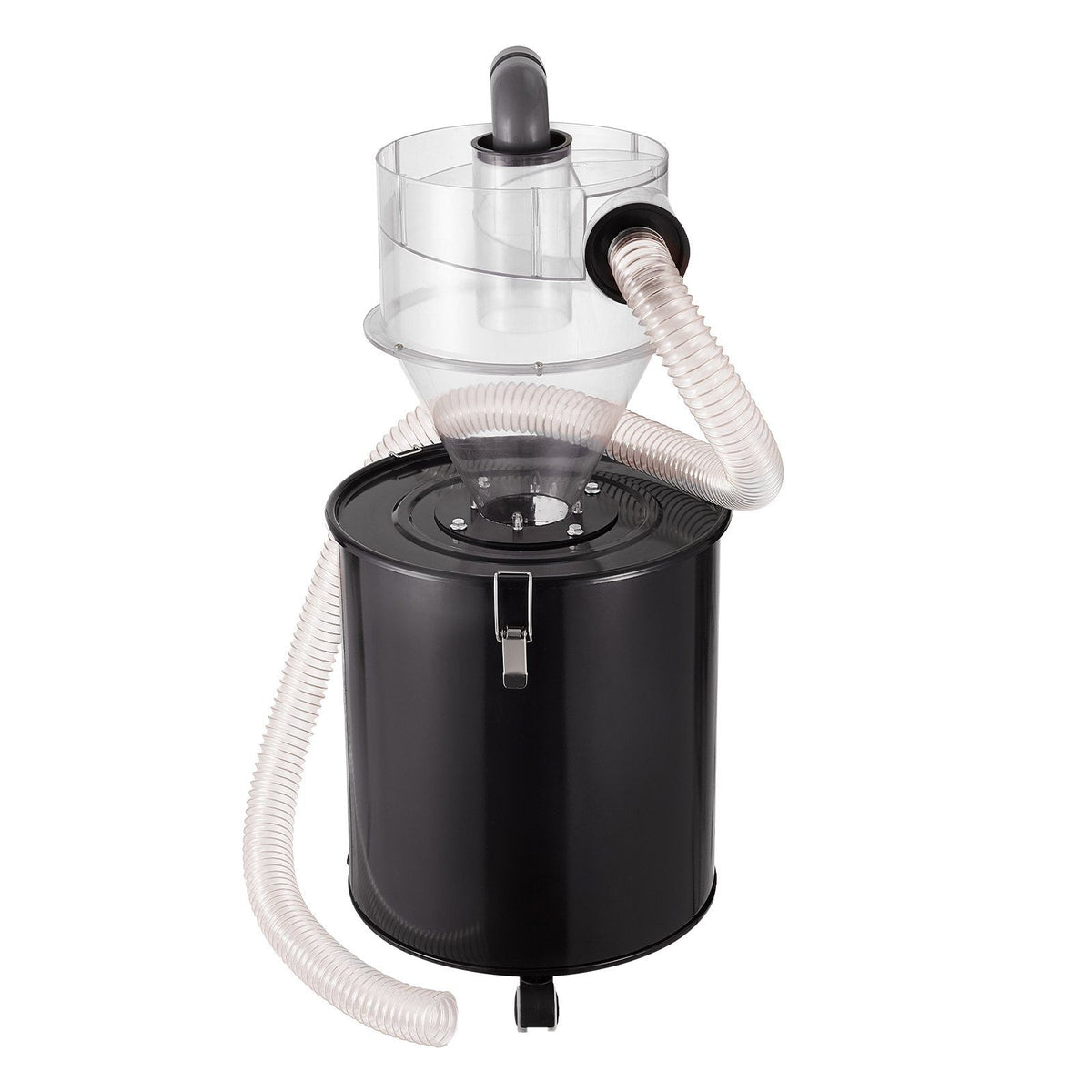 Cyclone Dust Separator with Metal Tank, 4" Retrofit Cyclone Separator for Dust Collectors, ABS Dust Deputy With 2" Hole O.D. Connector & Hose for Wet/Dry Shop Vacuums, Fits 50L Tank