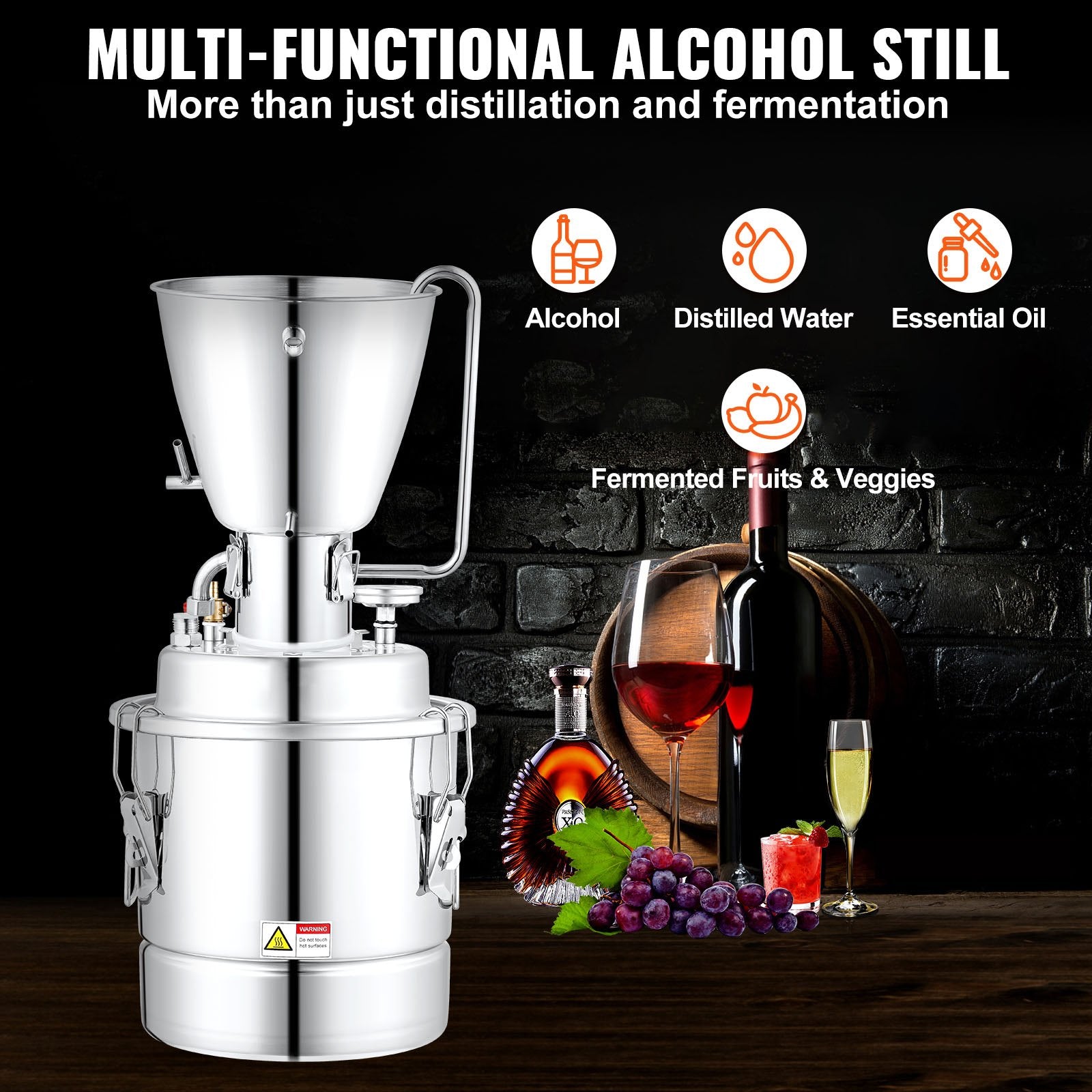VEVOR 10L Alcohol Distiller Machine Brewing Equipment DIY Whiskey Home Still
