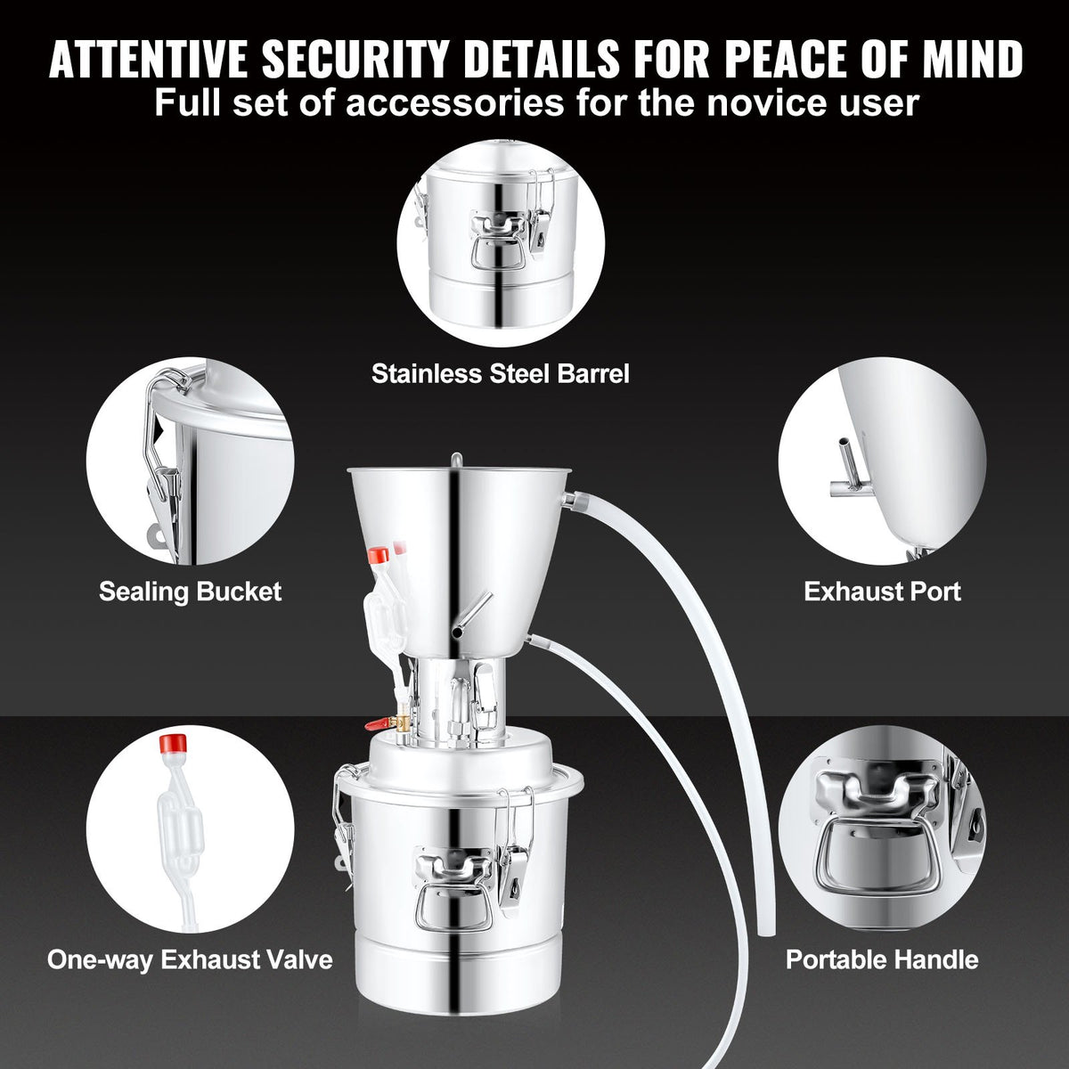VEVOR 10L Alcohol Distiller Machine Brewing Equipment DIY Whiskey Home Still