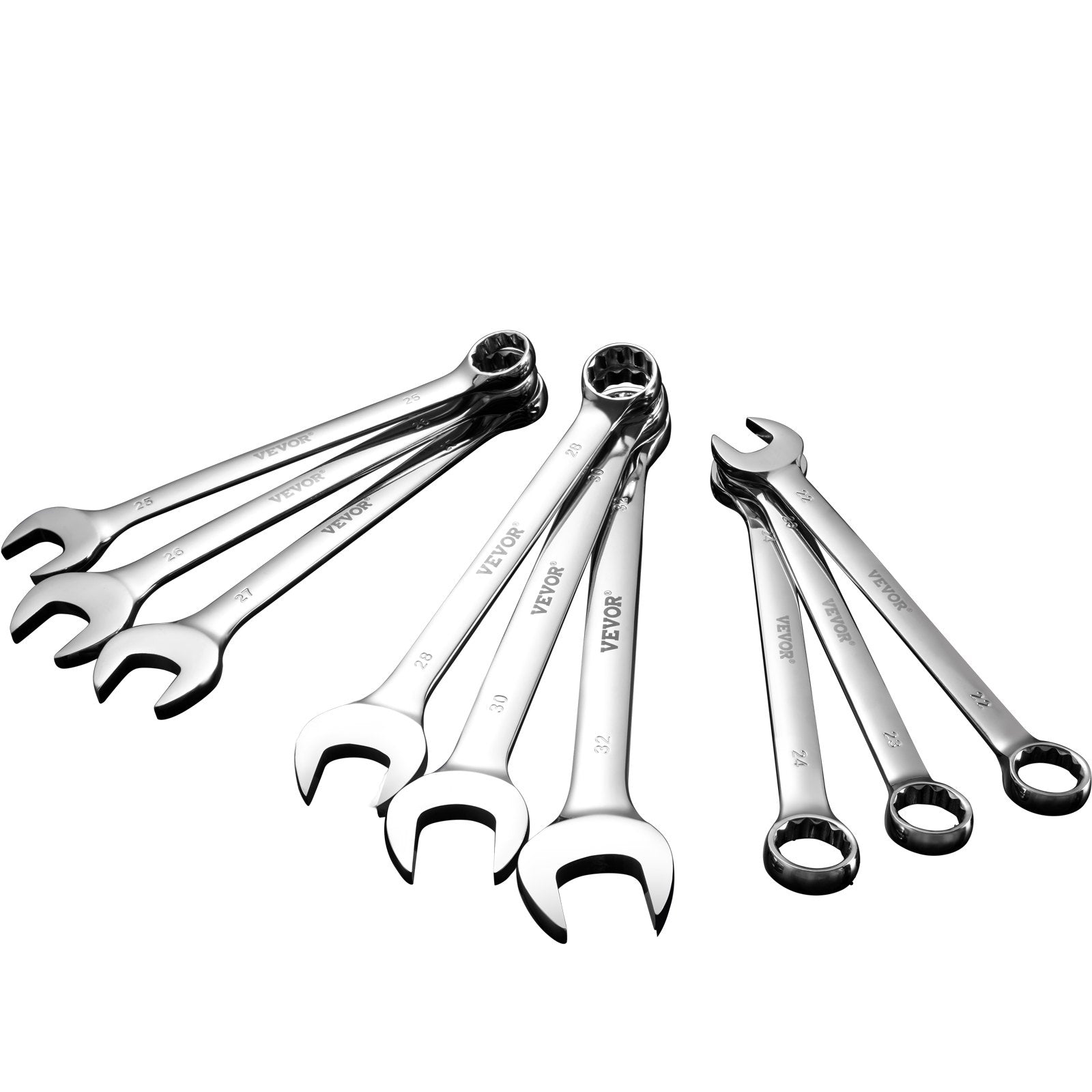 VEVOR Combination Wrench Set 25-Piece Metric 6 mm to 32 mm with Roll-up Pouch