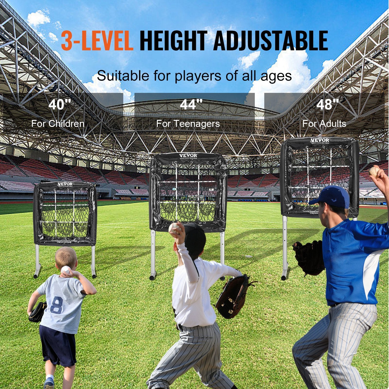 VEVOR 9 Hole Baseball Softball Pitching Net 9 Pocket Hitting Practice 28"x27"