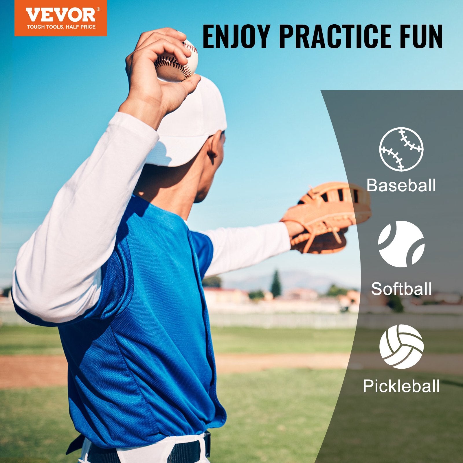 VEVOR 9 Hole Baseball Softball Pitching Net 9 Pocket Hitting Practice 28"x27"