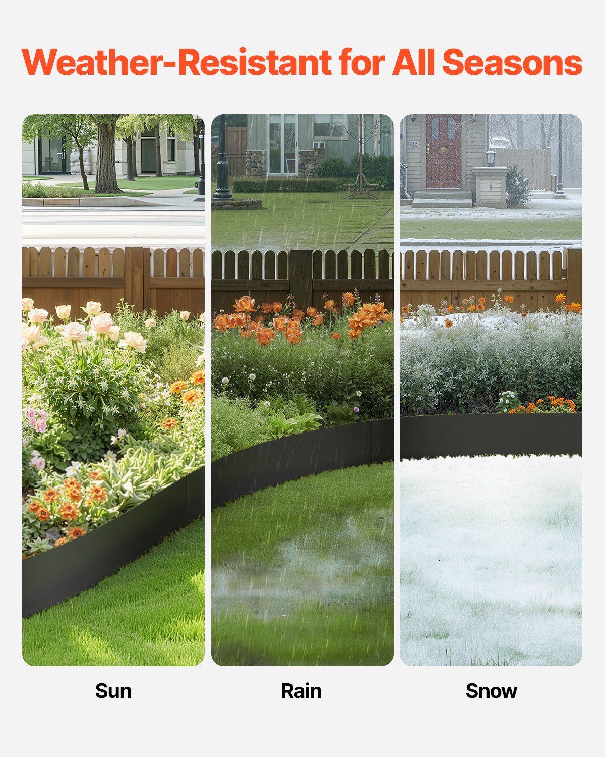 Steel Landscape Edging, 3 Packs 1016 x 203 mm Rust-Resistant Metal Landscape Edging, Bendable Garden Edging Border, Heavy Duty Lawn Edging, Easy-to-Install, Flower Bed Yard Pathway Divider Black