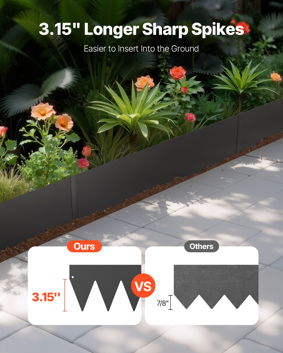 VEVOR Steel Landscape Edging, 4 Packs 40 x 6 in Rust-Resistant Metal Landscape Edging, Bendable Garden Edging Border, Heavy Duty Lawn Edging, Easy-to-Install, Flower Bed Yard Pathway Divider Black