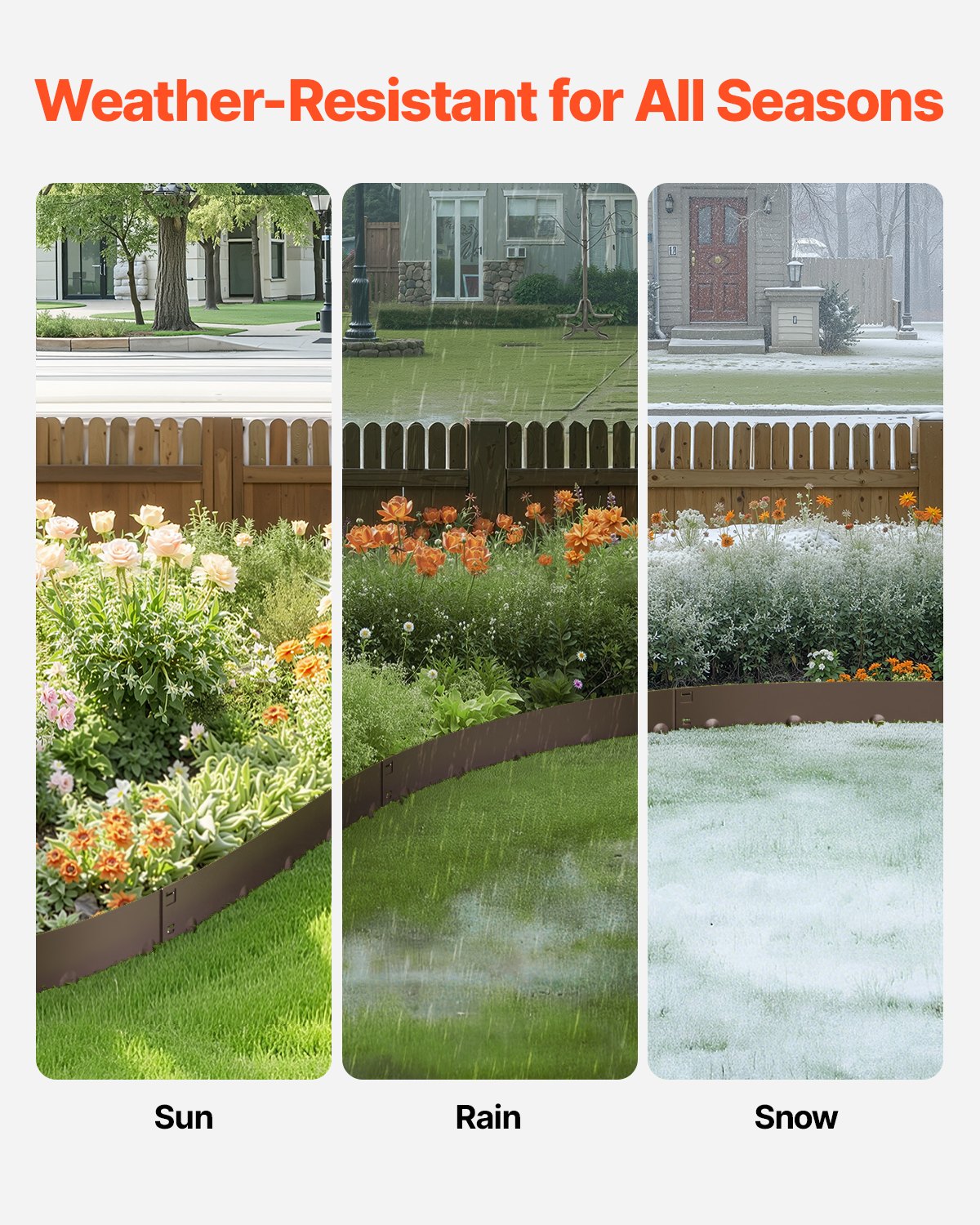 VEVOR Steel Landscape Edging, 5 Packs 990 x 181 mm Rust-Resistant Metal Landscape Edging, Bendable Garden Edging Border, Heavy Duty Lawn Edging, Easy-to-Install, Flower Bed Yard Pathway Divider Brown