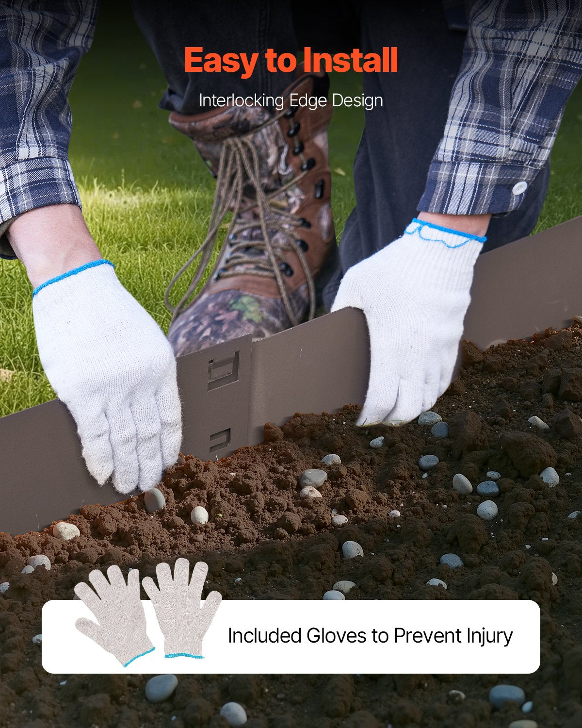 VEVOR Steel Landscape Edging, 5 Packs 990 x 181 mm Rust-Resistant Metal Landscape Edging, Bendable Garden Edging Border, Heavy Duty Lawn Edging, Easy-to-Install, Flower Bed Yard Pathway Divider Brown