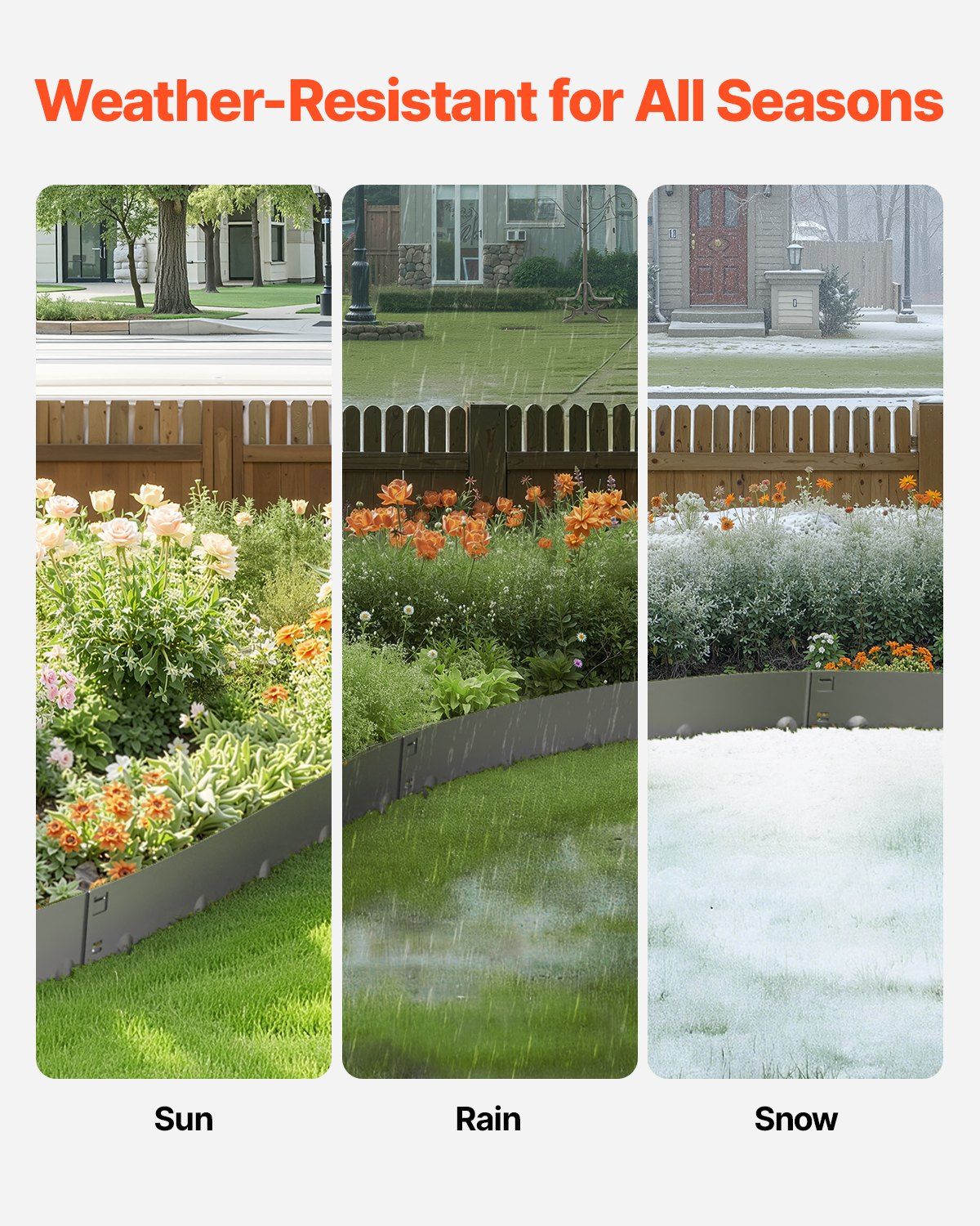 Steel Landscape Edging, 5 Packs 990 x 181 mm Rust-Resistant Metal Landscape Edging, Bendable Garden Edging Border, Heavy Duty Lawn Edging, Easy-to-Install, Flower Bed Yard Pathway Divider Dark Gray
