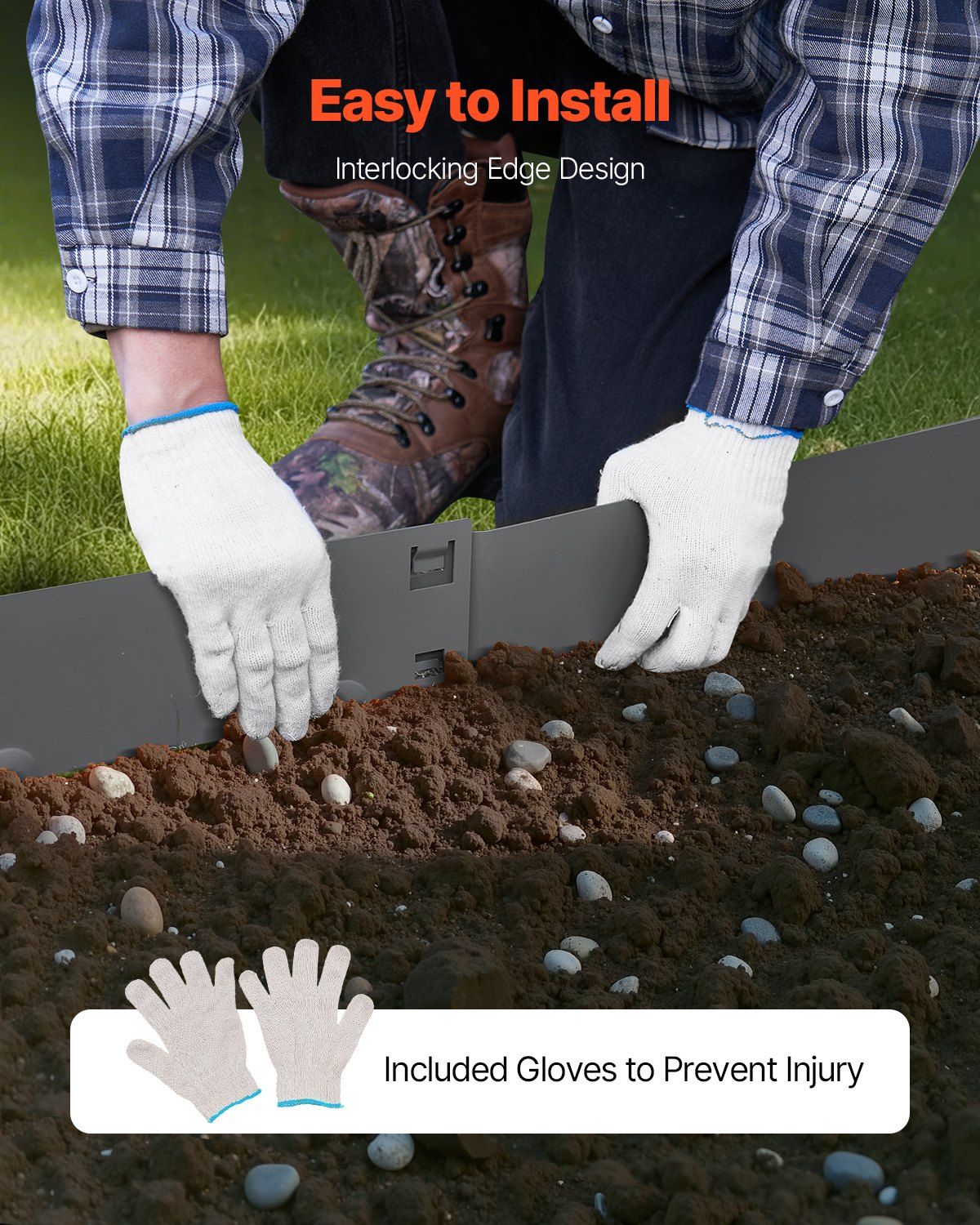 Steel Landscape Edging, 5 Packs 990 x 181 mm Rust-Resistant Metal Landscape Edging, Bendable Garden Edging Border, Heavy Duty Lawn Edging, Easy-to-Install, Flower Bed Yard Pathway Divider Dark Gray