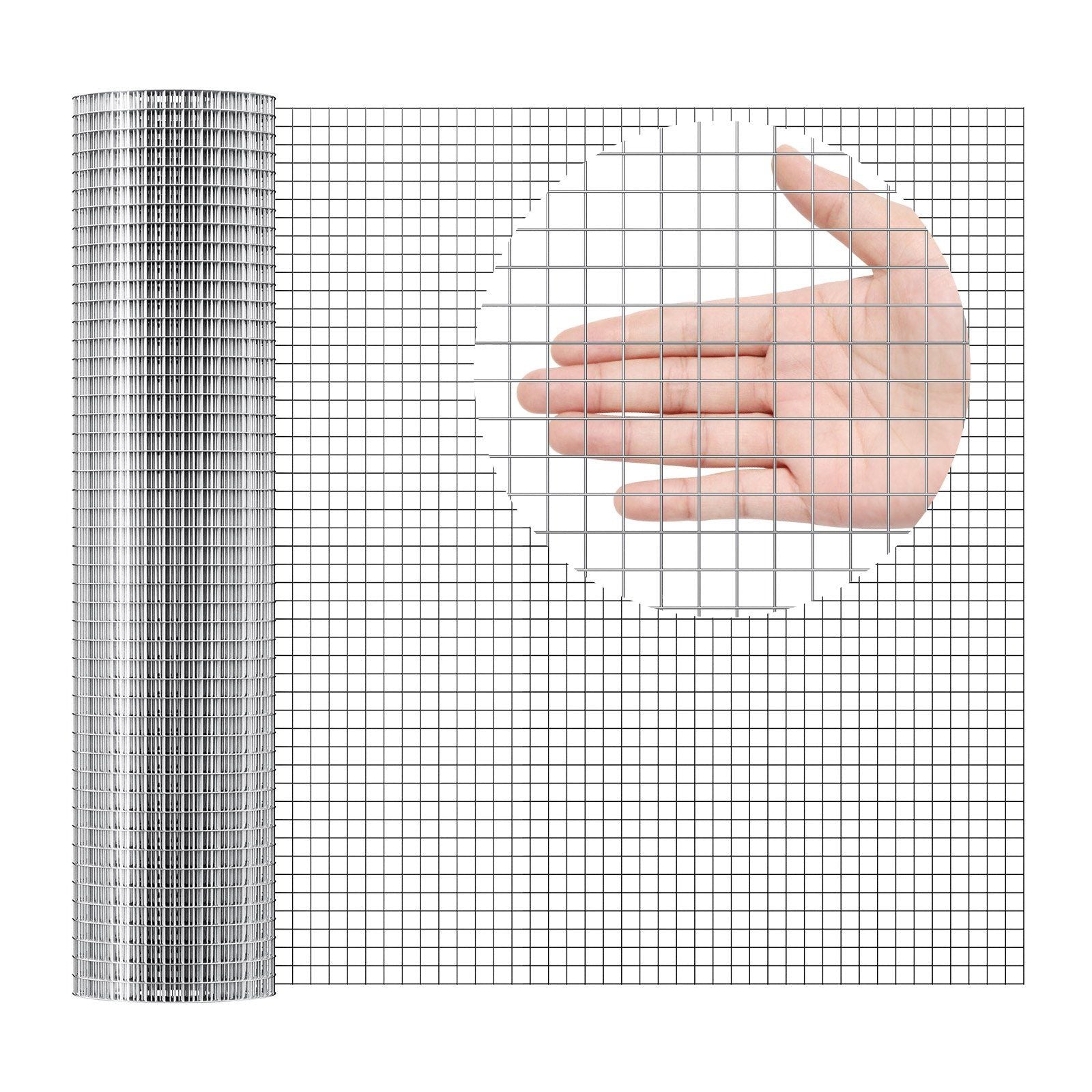 Hardware Cloth, 12.7mm 610mm×7.62m 19 Gauge, Hot Dipped Galvanized Wire Mesh Roll, Chicken Wire Fencing, Wire Mesh for Rabbit Cages, Garden, Small Rodents
