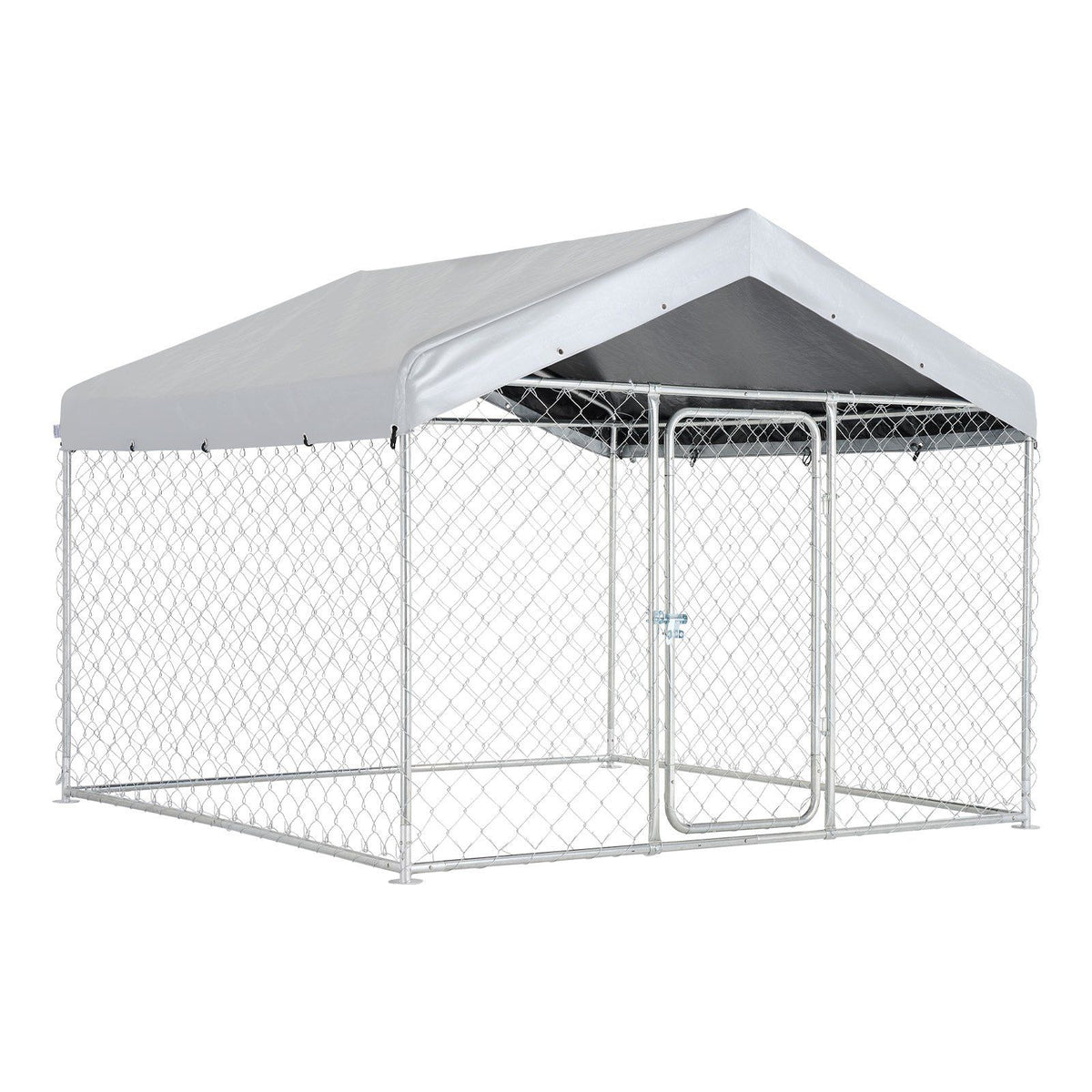 Outdoor Dog Kennel, 2 x 2 x 1.6 m Large Dog Kennel with Secure Lock, Outside Dogs Enclosures with UV-Resistant &amp; Waterproof Roof Cover, Heavy Duty Pet Crate Cage Run for Large Dogs