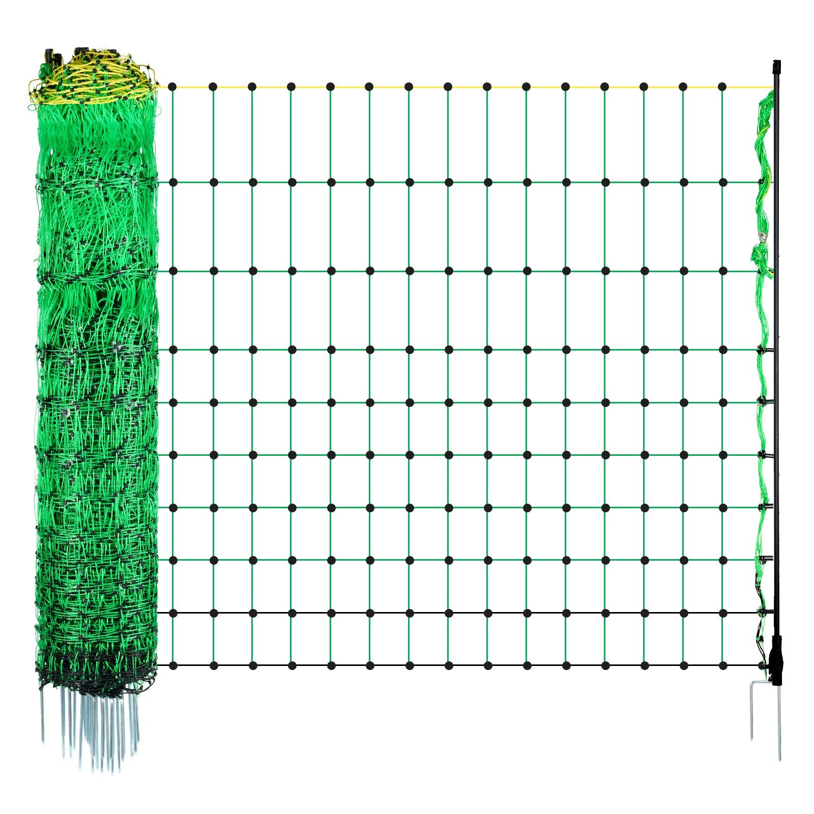 VEVOR Electric Fence Netting, 0.88 x 49.98 m, PE Net Fencing with Posts & Double-Spiked Stakes, Utility Portable Mesh for Goats, Sheep, Lambs, Deer, Hogs, Dogs, Used in Backyards, Farms, and Ranches