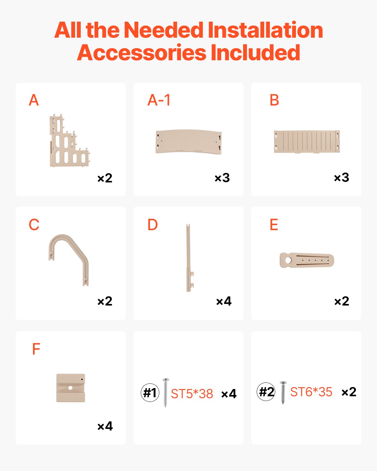 VEVOR 3-Step Taupe Robust Pool Ladder of 2 Handrails for 914.4-1219.2 mm Pools