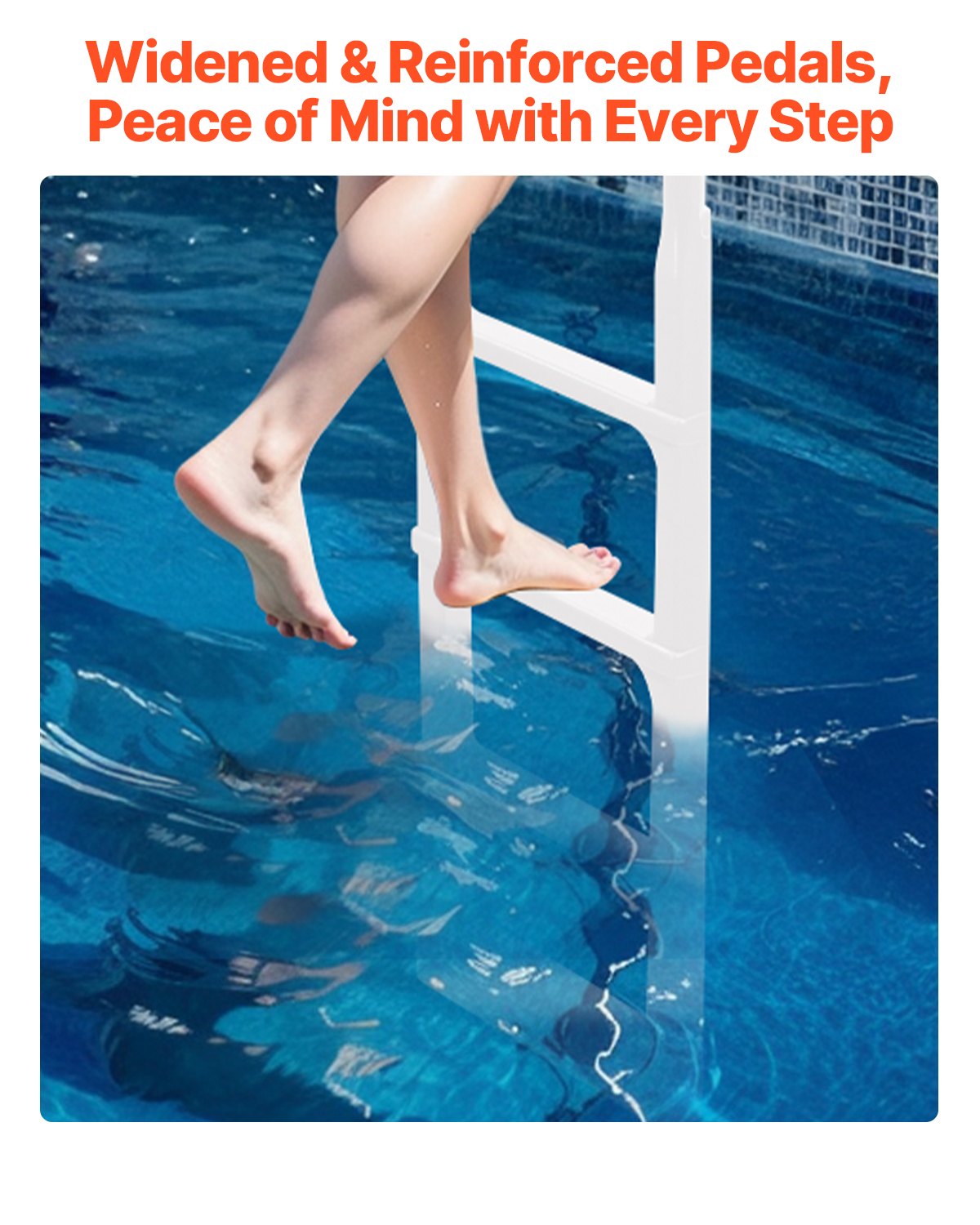 VEVOR Thickened 4-Step Pool Ladder of Double Handrails for 1219.2-1371.6mm Pool