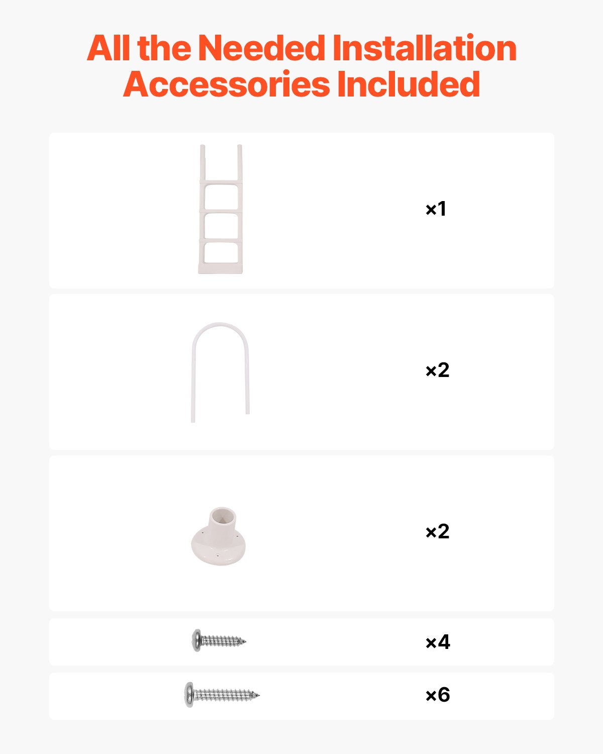 VEVOR Thickened 4-Step Pool Ladder of Double Handrails for 1219.2-1371.6mm Pool