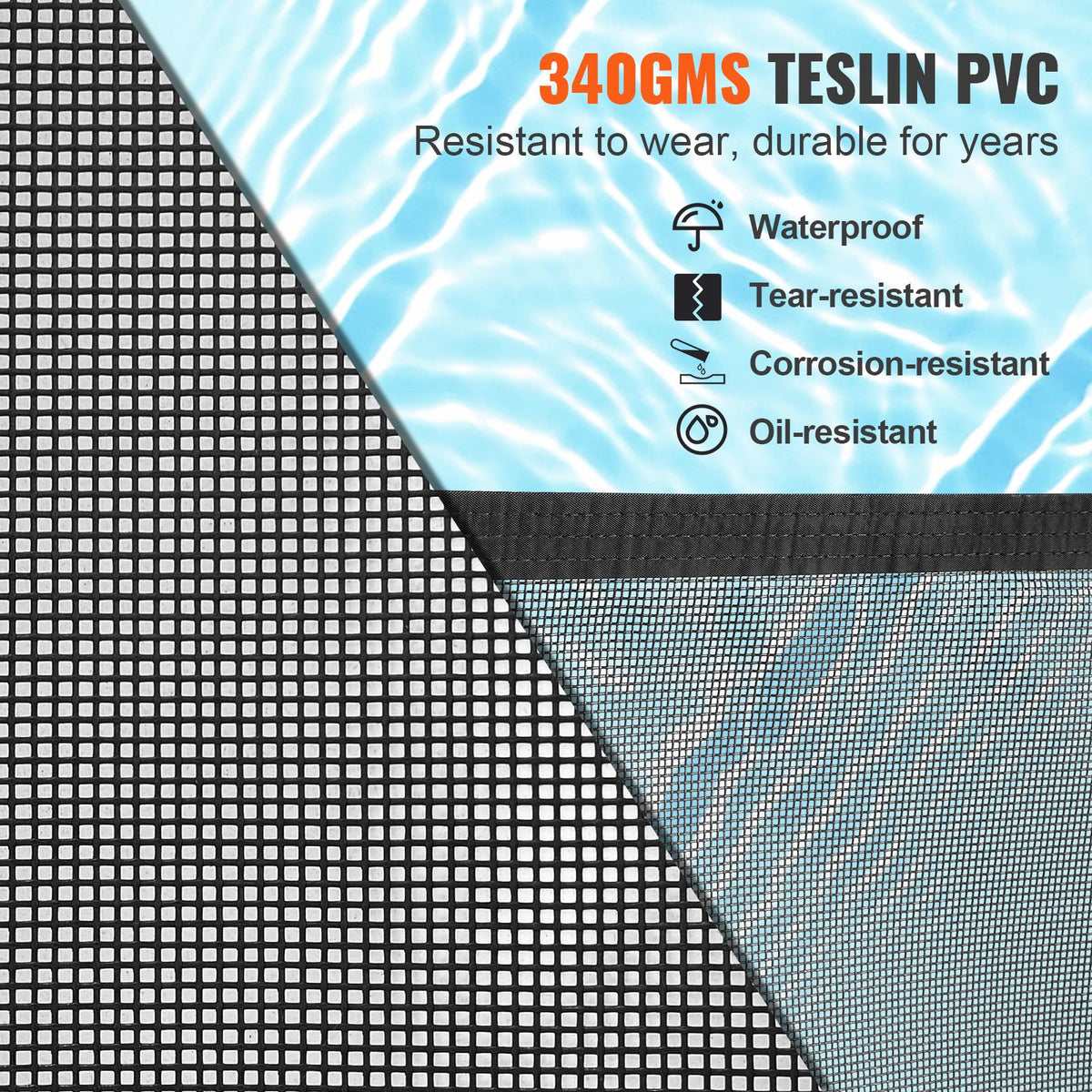 VEVOR Pool Fence, 4 x 72 FT Pool Fences for Inground Pools, Removable Child Safety Pool Fencing, Easy DIY Installation Swimming Pool Fence, 340gms Teslin PVC Pool Fence Mesh Protects Kids and Pets