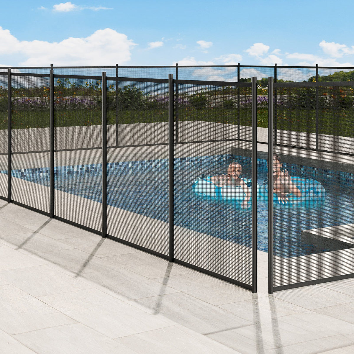 VEVOR Pool Fence, 4 x 72 FT Pool Fences for Inground Pools, Removable Child Safety Pool Fencing, Easy DIY Installation Swimming Pool Fence, 340gms Teslin PVC Pool Fence Mesh Protects Kids and Pets