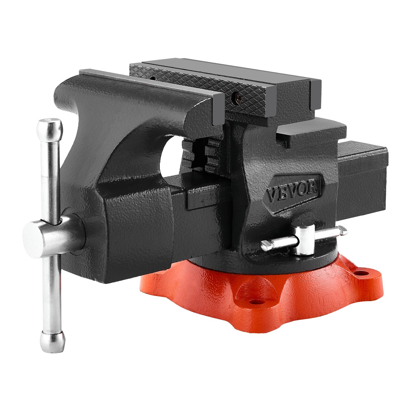 VEVOR Bench Vise, 140 mm Jaw Width, 140 mm Max Jaw Opening Multipurpose Vise with 360° Swivel Locking Base, 73 mm Throat, Heavy Duty Ductile Iron Workbench Vise, Two-Way Jaws for Clamping Round Pipes
