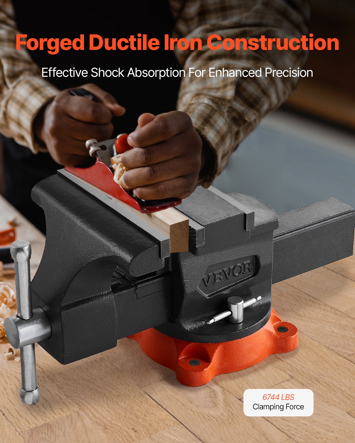 VEVOR 203 mm Bench Vice Multipurpose Heavy Duty Ductile Iron Swivel Locking Base