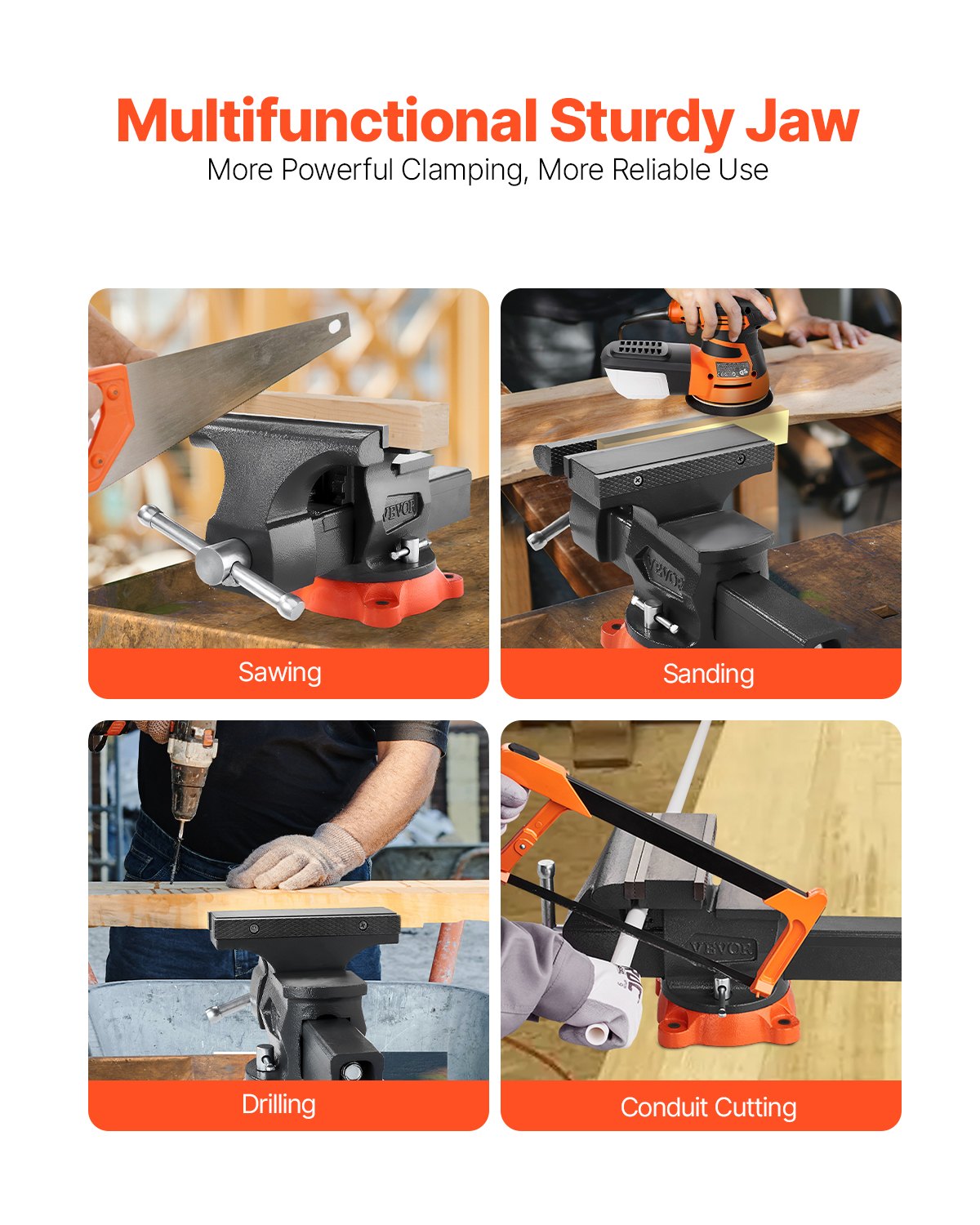 VEVOR 203 mm Bench Vice Multipurpose Heavy Duty Ductile Iron Swivel Locking Base