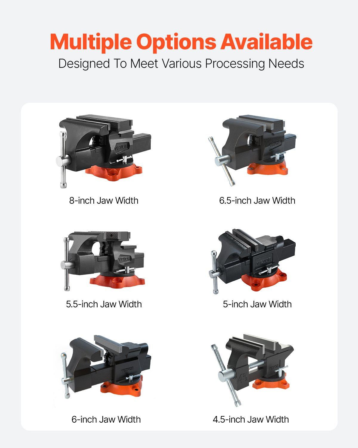 VEVOR 203 mm Bench Vice Multipurpose Heavy Duty Ductile Iron Swivel Locking Base