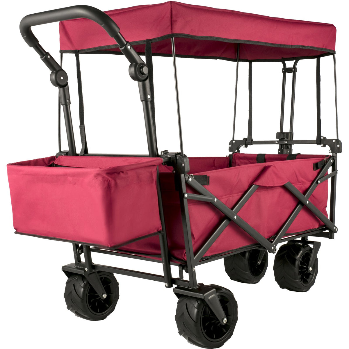 VEVOR Folding Wagon Cart, Collapsible Folding Garden Cart w/ Shade Beach Utility