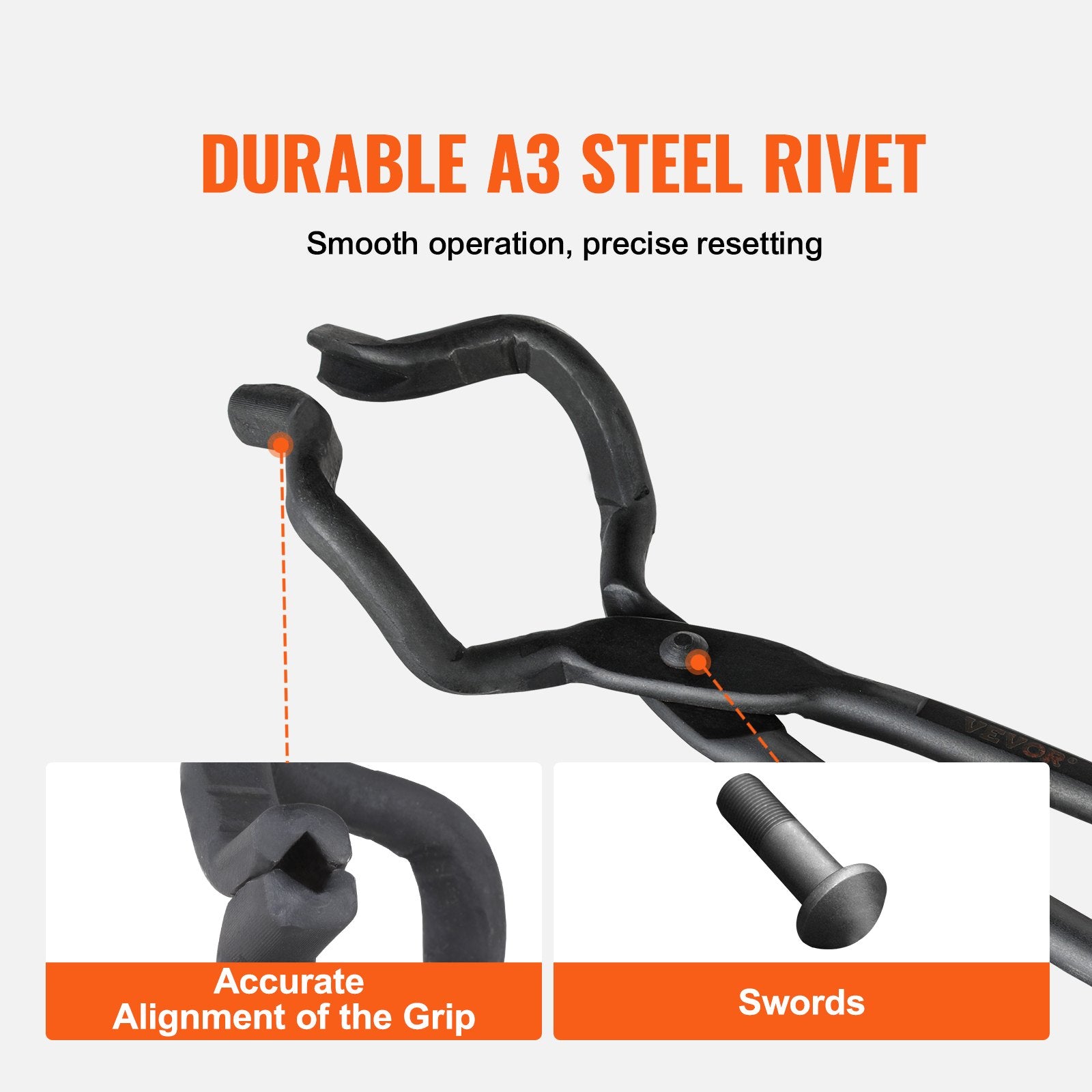 VEVOR Blacksmith Tongs, 463mm Z V-Bit Tongs, Carbon Steel Forge Tongs with A3 Steel Rivets, for Knife Blades, Long Pieces, Circular Forgings, for Beginner and Seasoned Blacksmiths and Bladesmiths