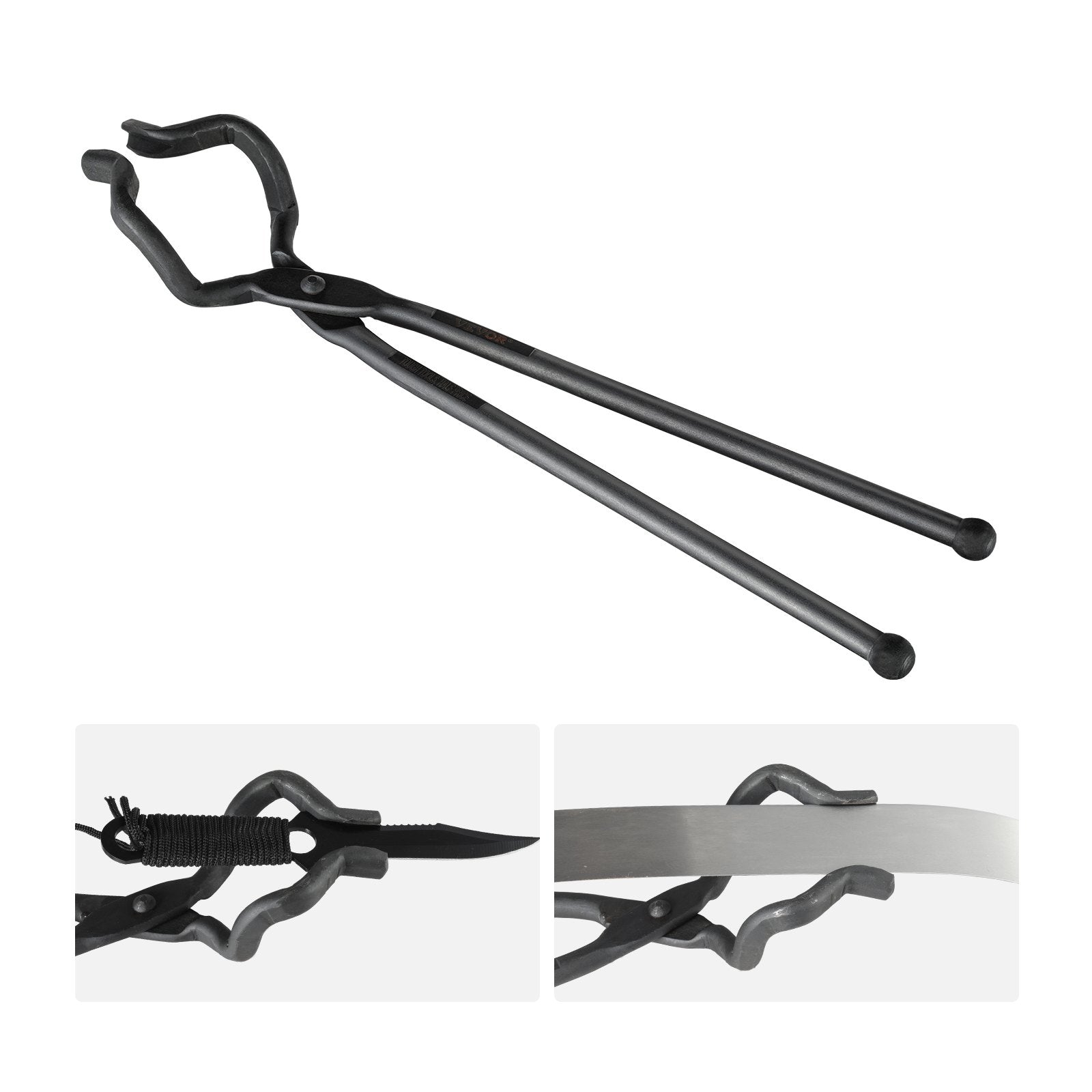 VEVOR Blacksmith Tongs, 463mm Z V-Bit Tongs, Carbon Steel Forge Tongs with A3 Steel Rivets, for Knife Blades, Long Pieces, Circular Forgings, for Beginner and Seasoned Blacksmiths and Bladesmiths