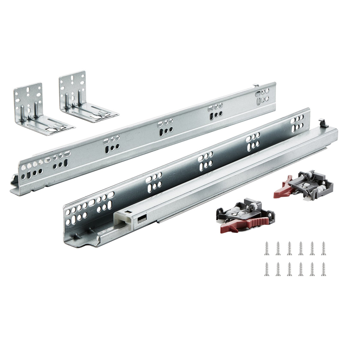 VEVOR 6 Pairs of 457.2mm Drawer Bottom Side Mount Rails, Heavy Duty Full Ball Bearing Extension Steel Track, Soft-Close Noiseless Guide Glides Cabinet Kitchen Runners with Locking Mechanism, 100 Lbs